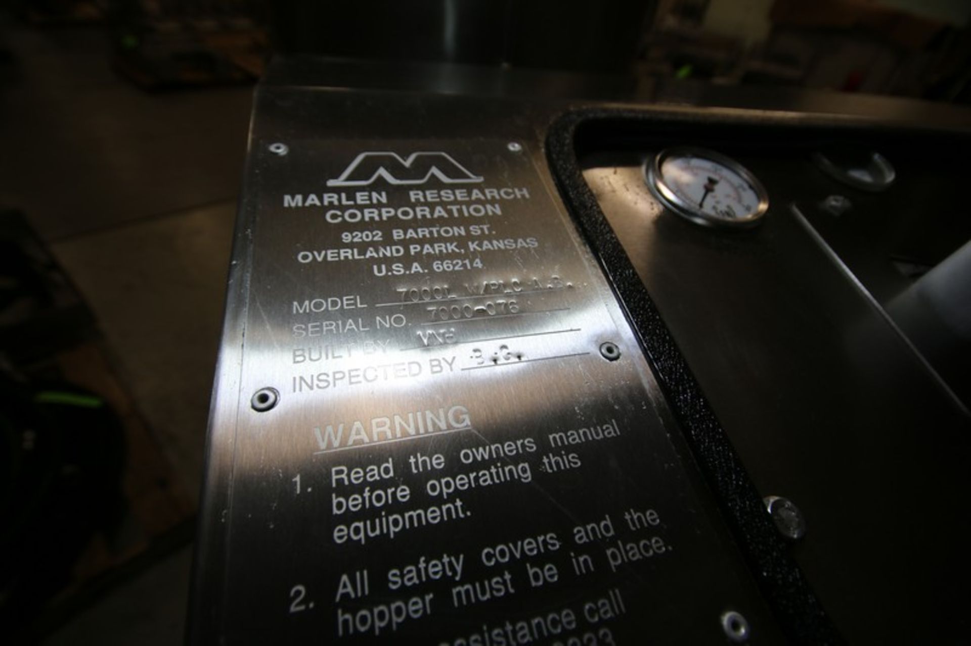 Marlen S/S High Pressure Portable Hydraulic Stuffer Pump, Model 7000L/PLC A.B, SN 7000-076, 2 - Image 13 of 19