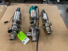 Lot of (3) Tri Clover / Alfa Laval 1.5" & 2" 3 Way S/S Air Valves, Type 761, Clamp Type (INV#