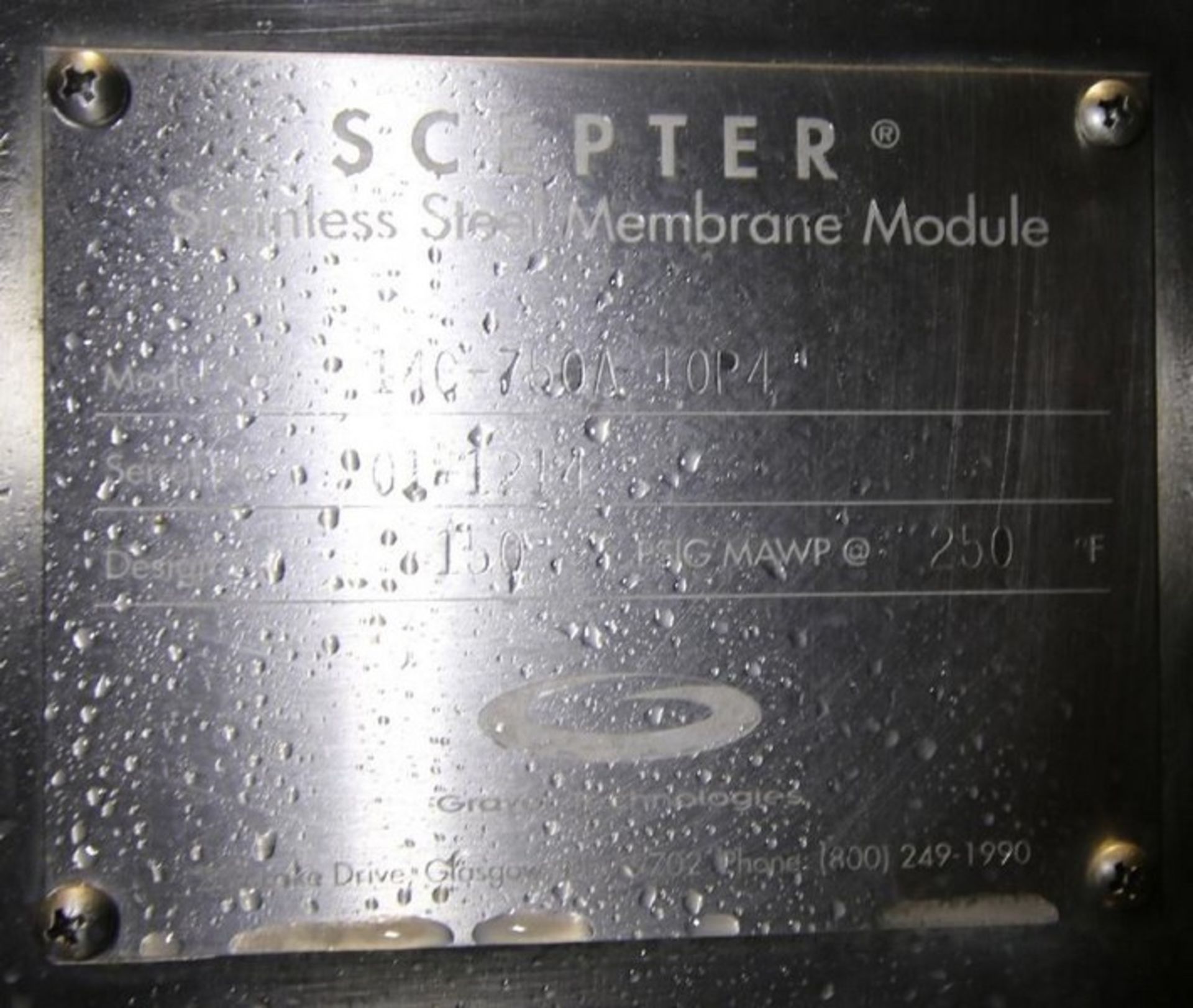 Process Equipment Inc / Scepter 11 ft L x 14" W S/S Membrane Module, Model 14C-750A-10P4, SN 01- - Bild 10 aus 10