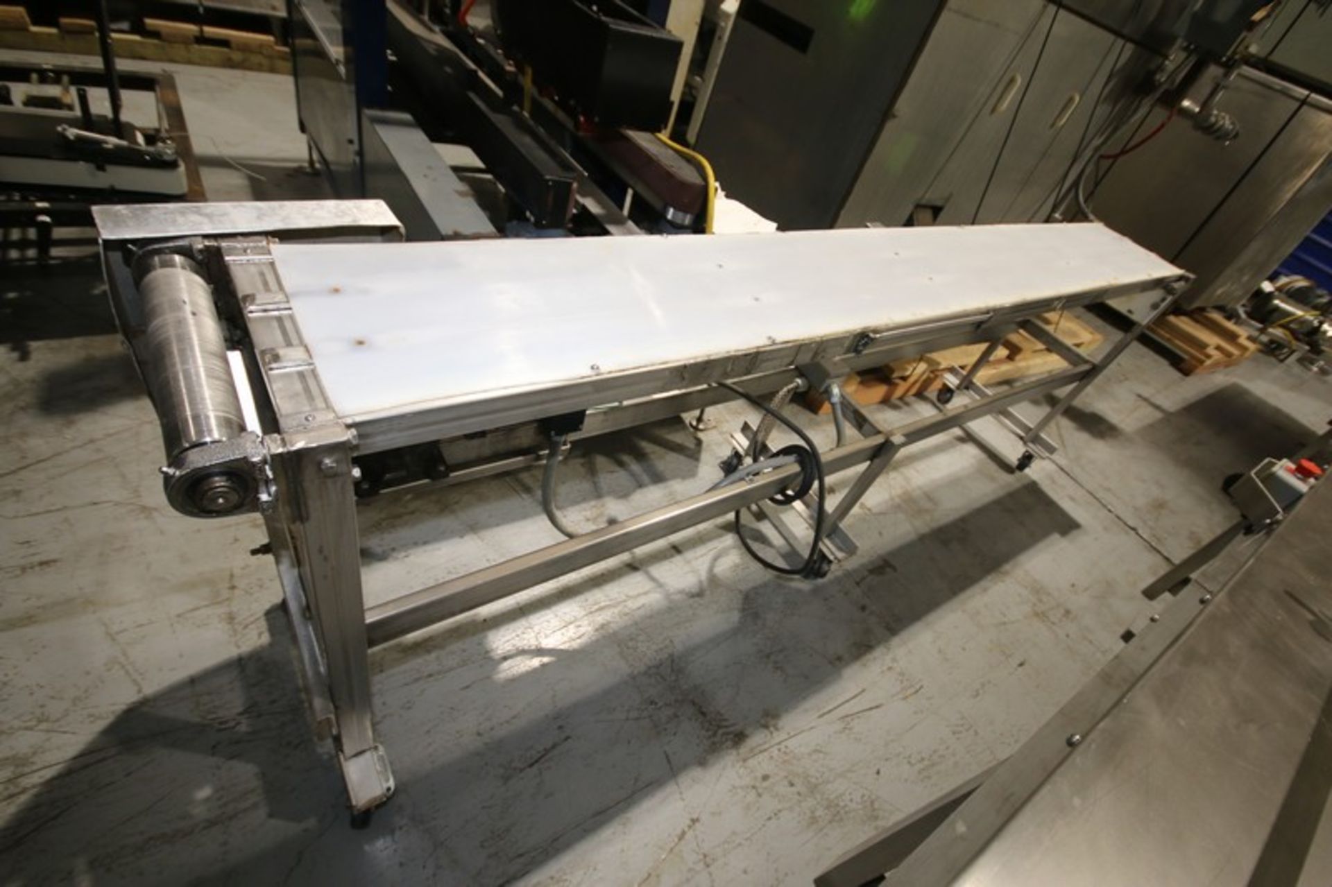 104" L x 12" W x 34" H S/S Belt Conveyor with 110V Drive Motor Mounted on Casters, (INV#66175) ( - Image 3 of 4