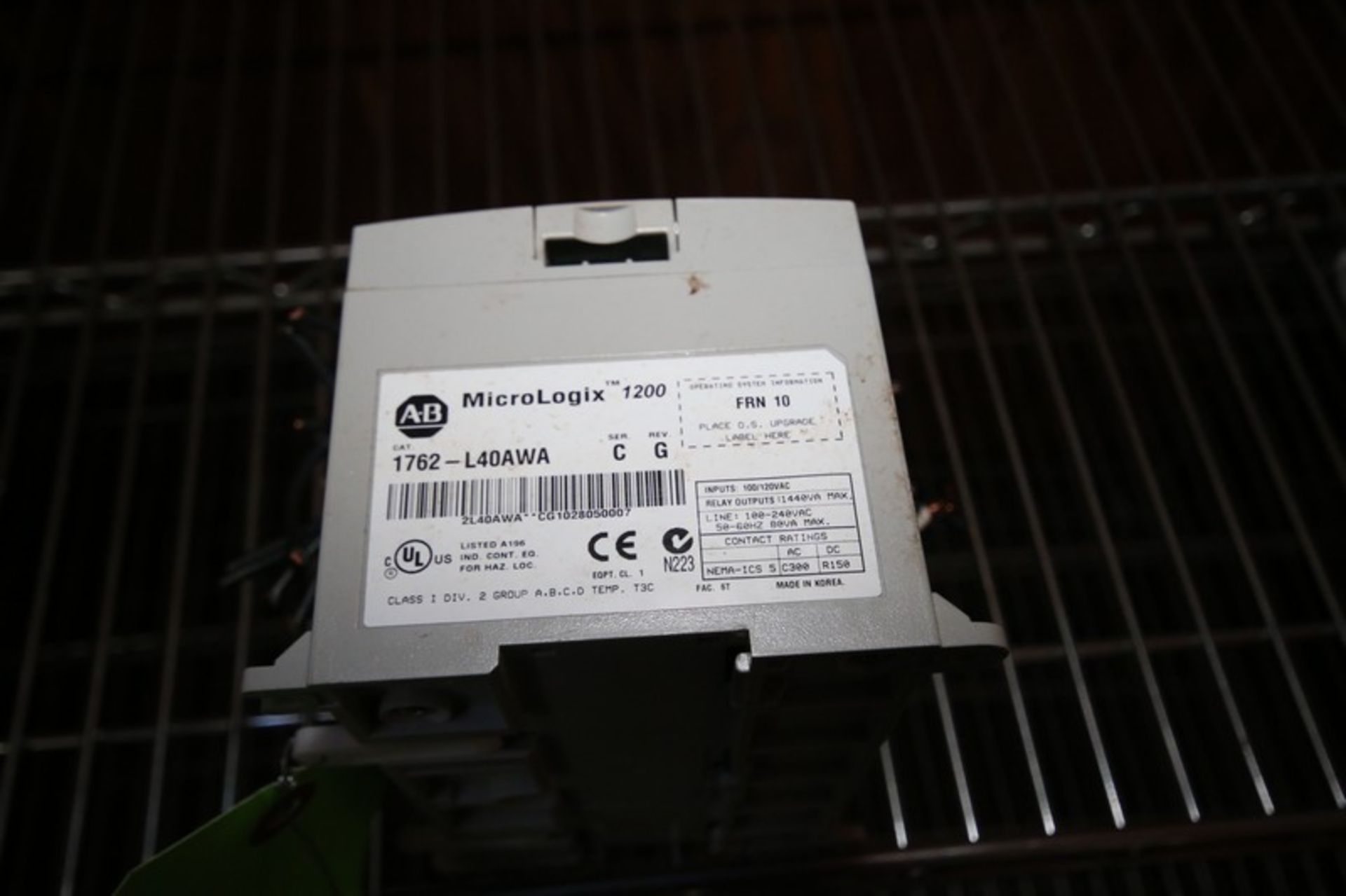 Allen Bradley Micrologix 1200 PLC Controller, Cat #1762-L40AWA, Ser. C Rev. G (INV#87061)( - Image 2 of 2