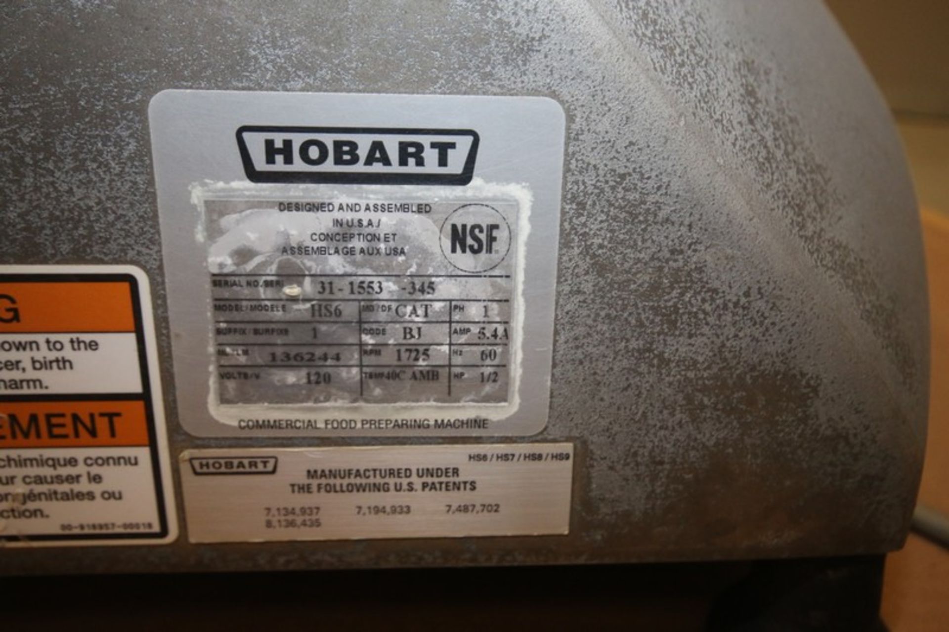 Hobart Deli Slicer, Model HS6, SN 31-1553-345, - Image 5 of 5