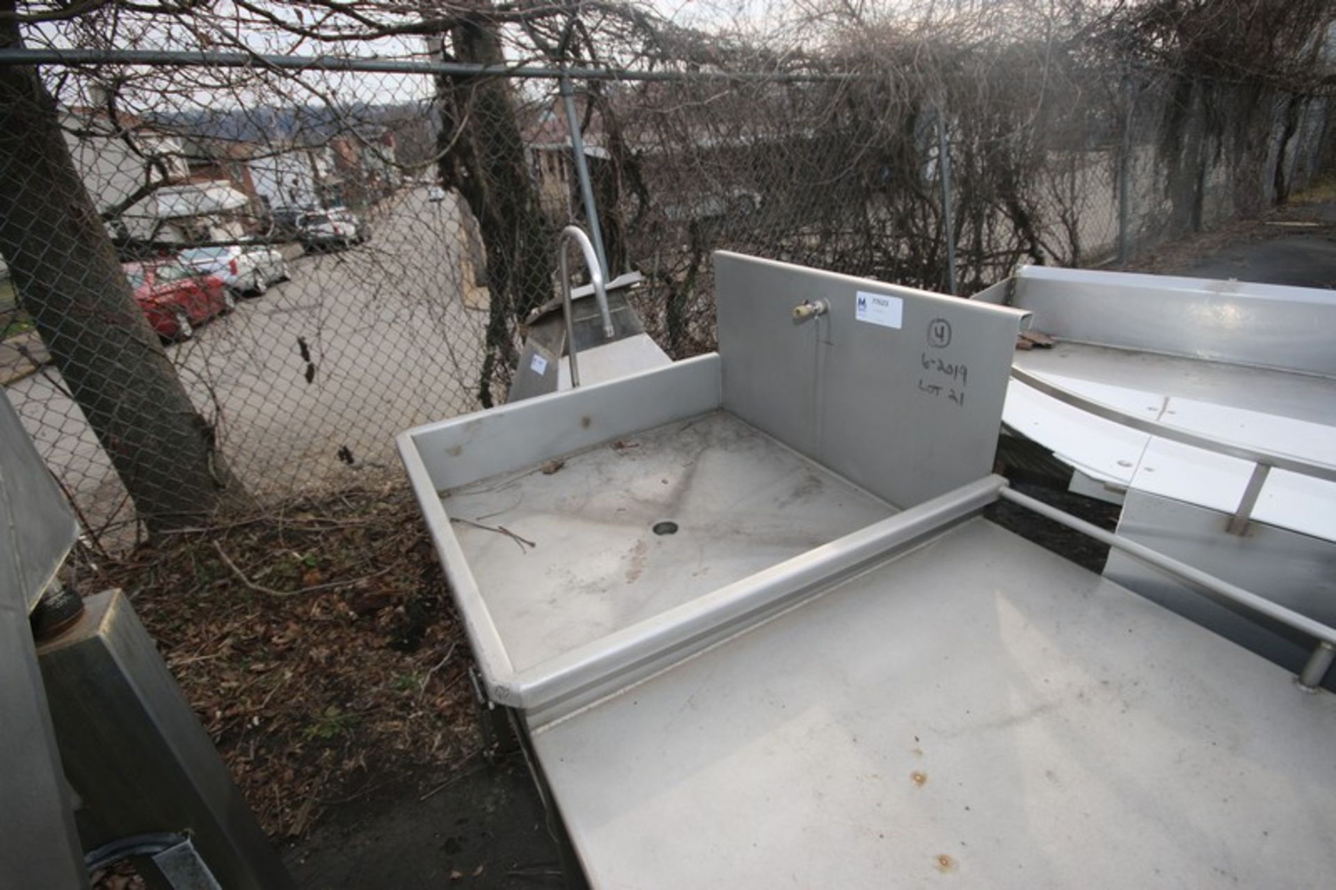 S/S Sink & Counter, Aprox. 79" L x 30" W, with Knee Controls, Mounted on S/S Frame (INV#77623)( - Image 3 of 3