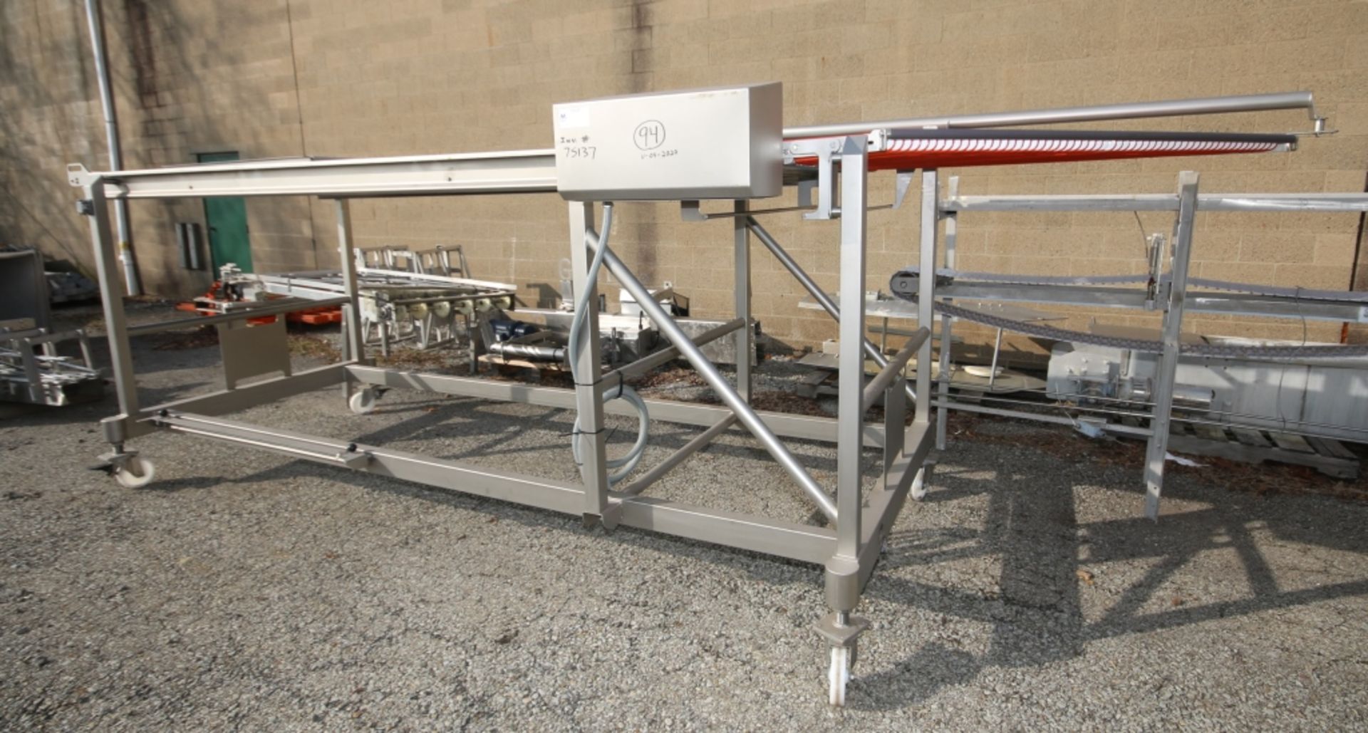 S/S Portable Power Belt Conveyor with 43" W Belt & Drive with 5 ft L Eagle Belt Connection,