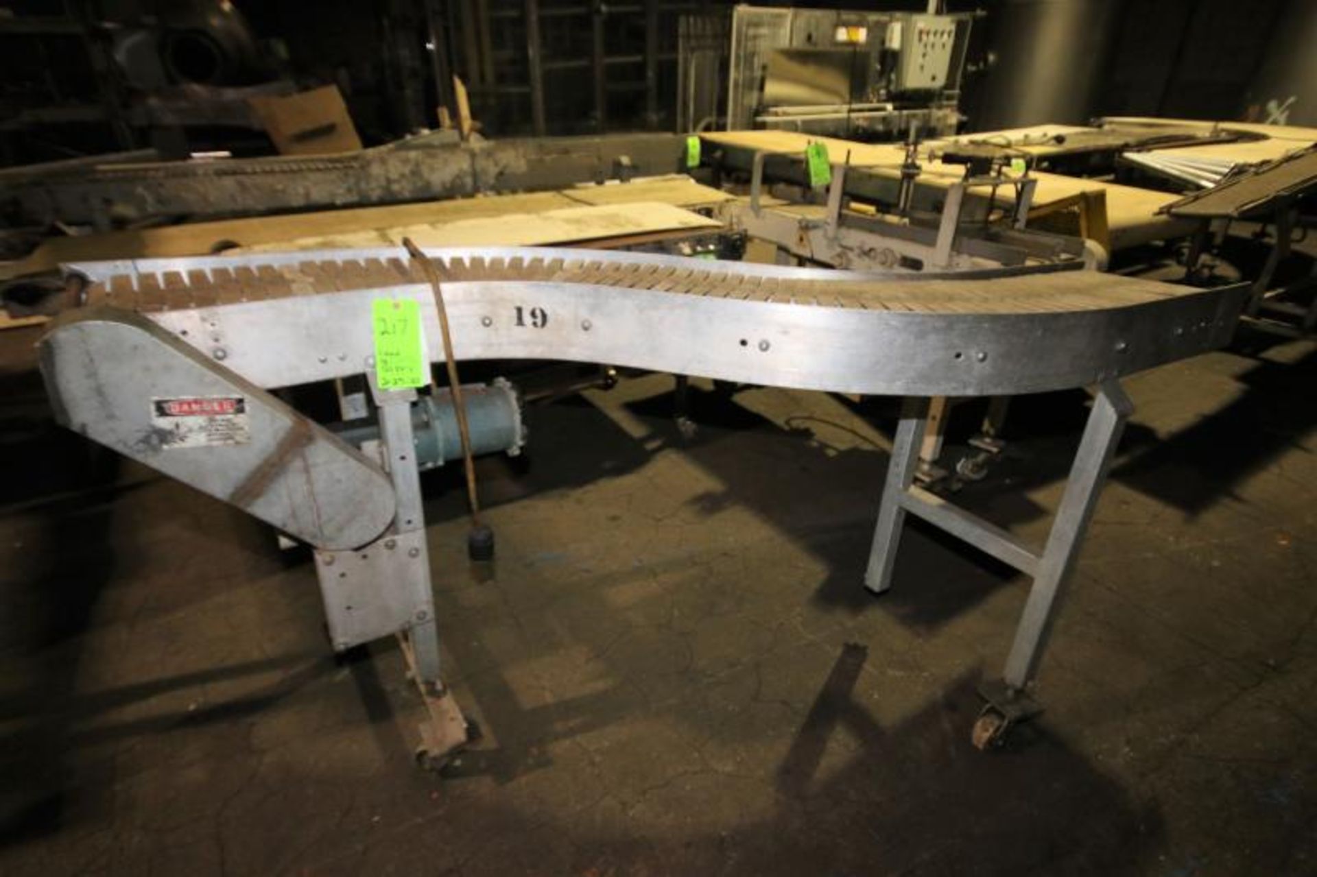 94" L x 12" W x 39" H S Configuration Aluminum Conveyor, with Plastic Chain, Drive, Mounted on