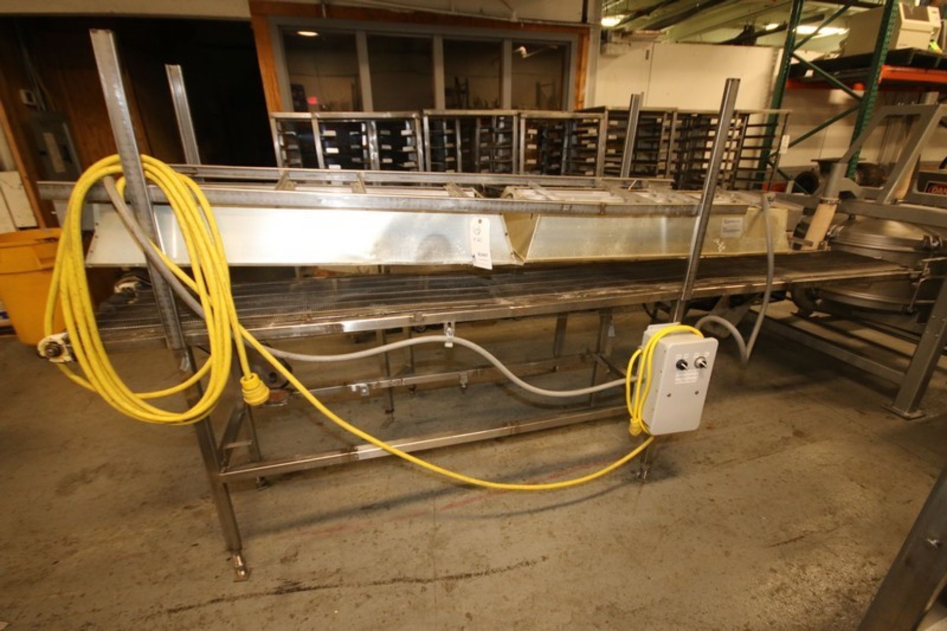 11' 6" L x 20" W x 36" H Power Belt Conveyor with 14" W S/S Belt & (2) Top Mounted Heaters, (Note: