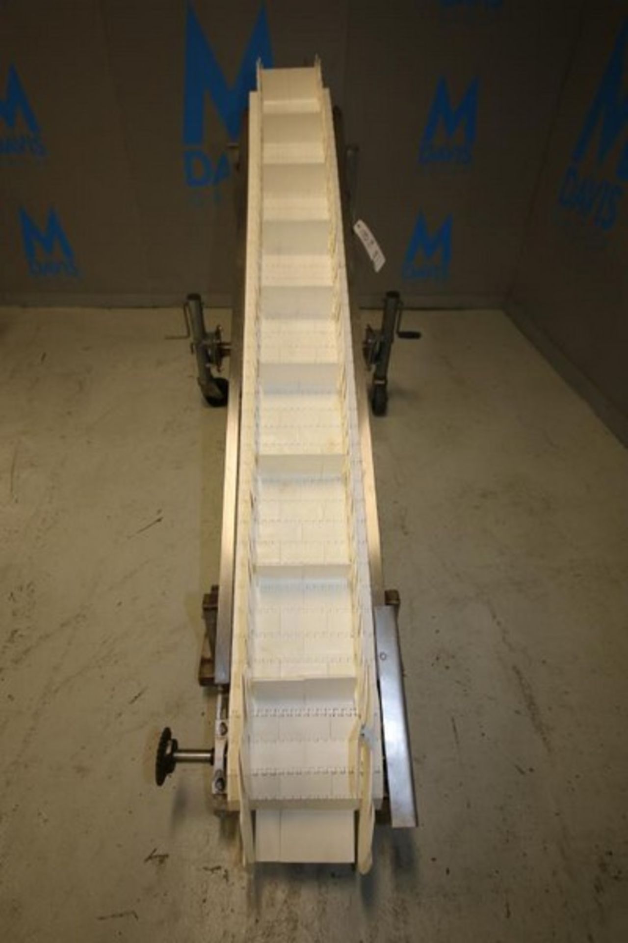 8' L x 9" W x 49" H Inclined S/S Conveyor, with 10" Flights, Mounted on Wheels, (Note: Missing Drive - Image 2 of 6