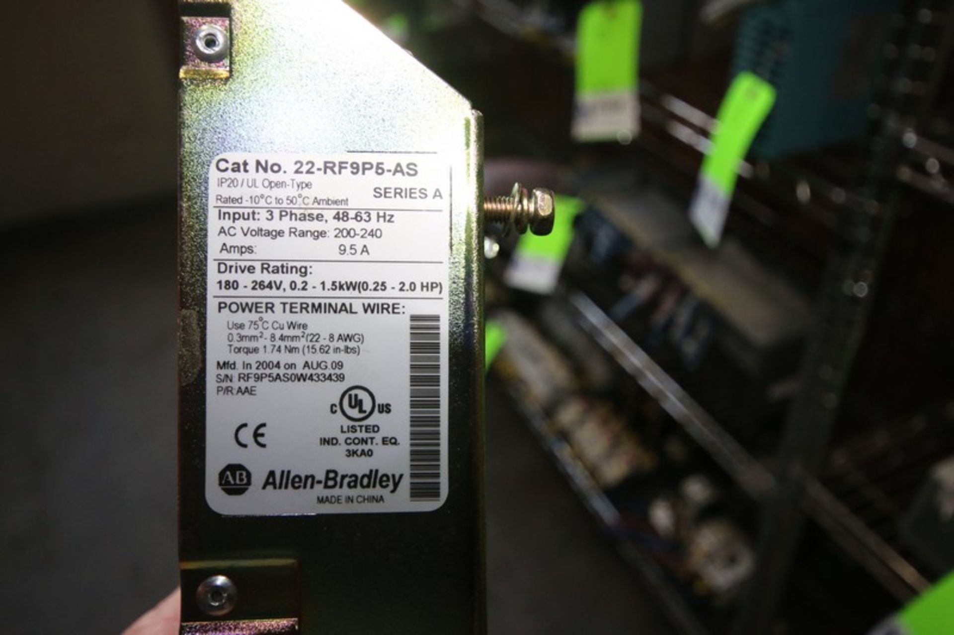 Lot of (4) Allen Bradley Power Flex 4 VFDs, Cat # 22A-B2P3N04, Also Includes (4) EMC Filters Cat. - Image 3 of 3