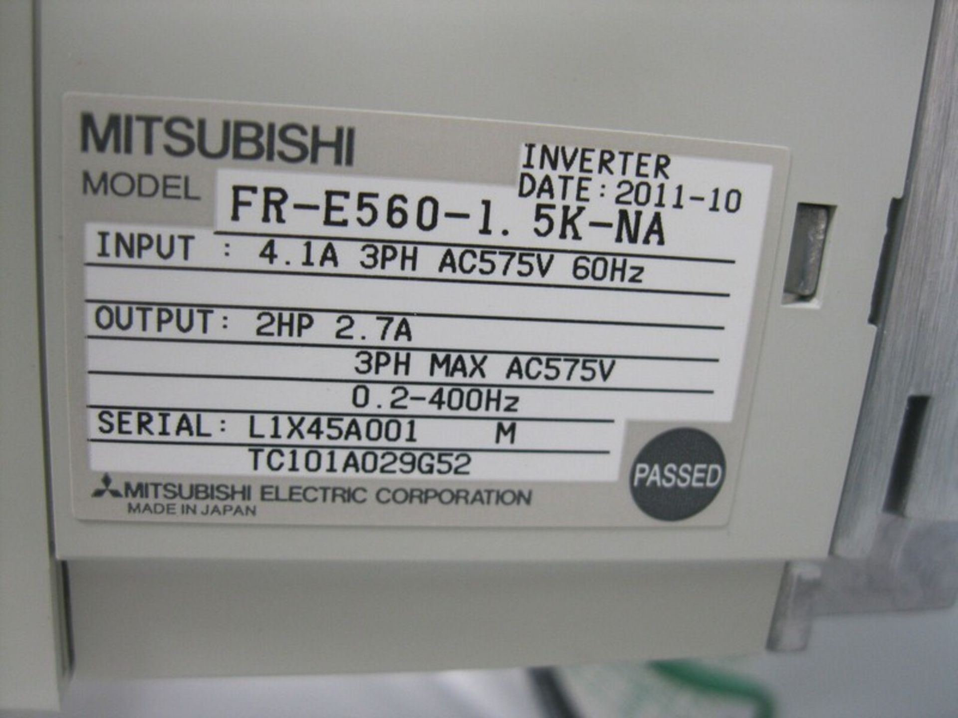 Mitsubishi E500 Model FR-E560-1.5K-NA Inverter 2 HP Mfg 2011 NEW (Handling Fee $25) (NOTE: Packing - Image 6 of 6