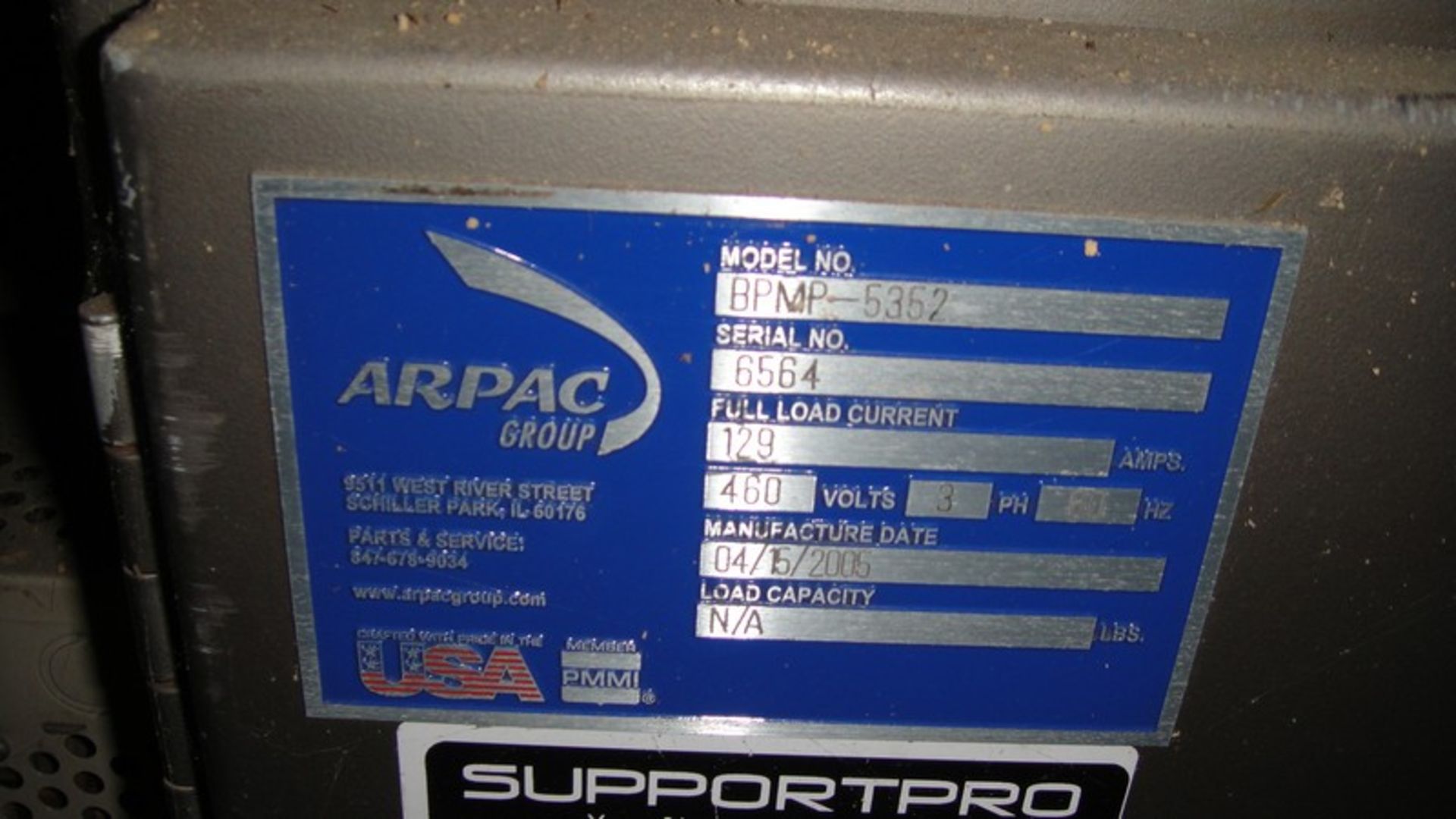 Arpac Bundler - Shrink Wrapper/Tunnel, Model BPMP-5352, S/N 6564, 460 V, Continuous Motion Bottom - Image 4 of 16