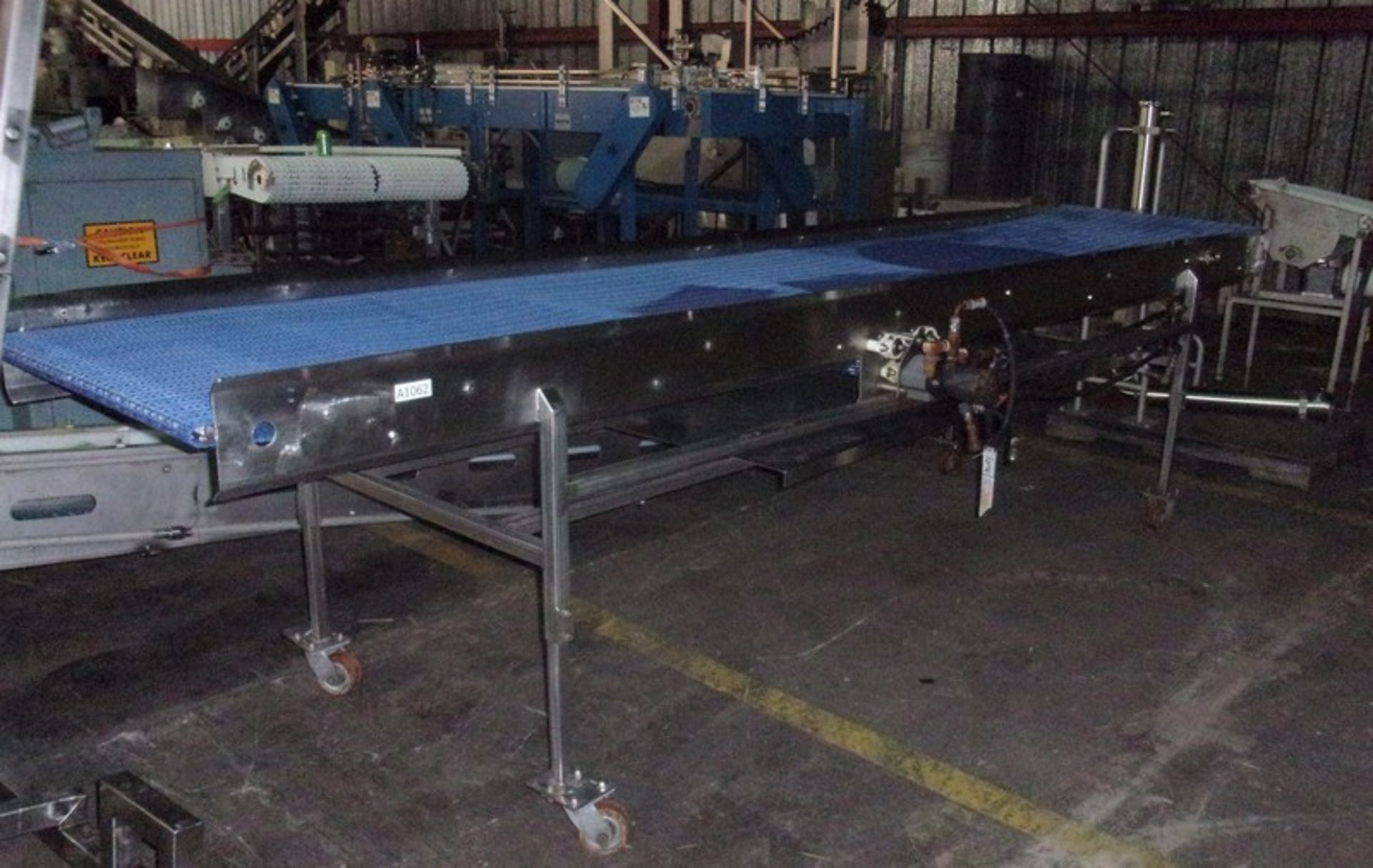 Aprox. 34" x 167" S/S Sanitary Blue Intralox Belt Conveyor, All S/S Construction, Infeed and - Image 9 of 11
