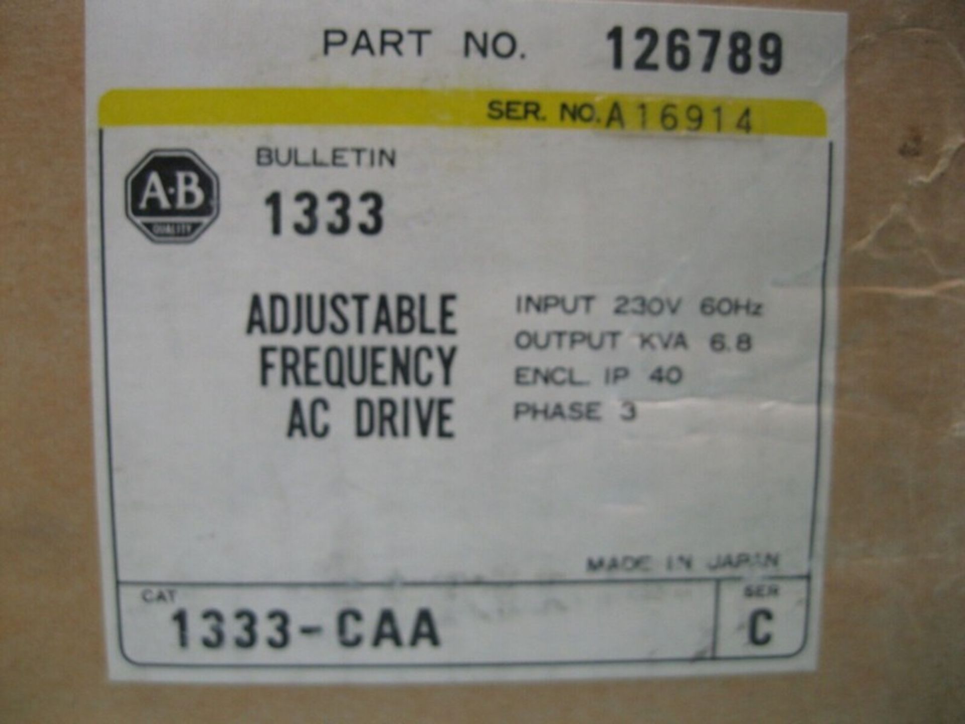 Allen-Bradley 1333-CAA Adjustable Frequency AC Drive 5 HP NEW (Located Springfield, NH)(Handling Fee - Image 6 of 6