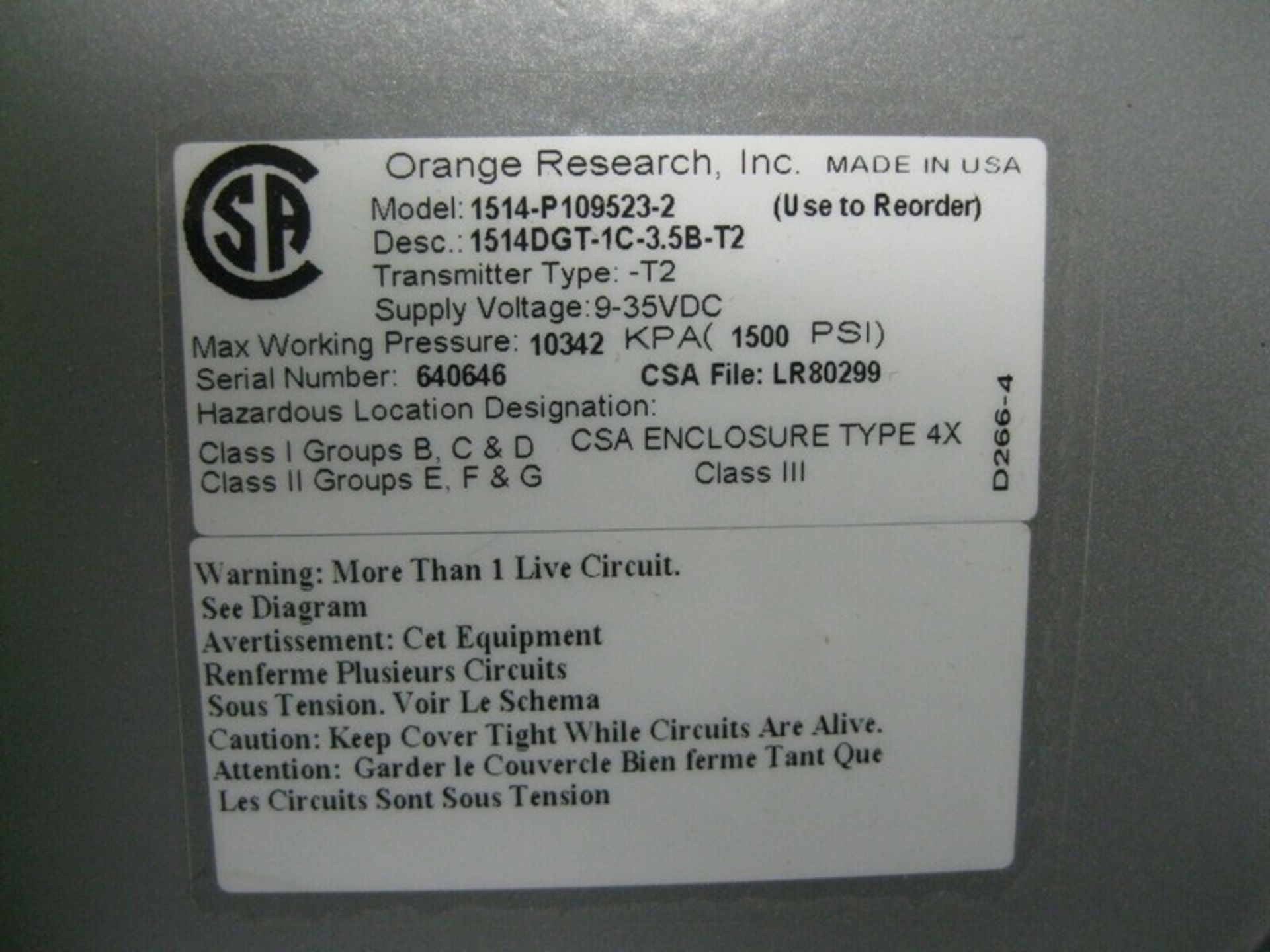 Lot of (3) Orange Research 1514 Differential Pressure Gauge 0-30 PSI NEW (Located Springfield, NH)( - Image 5 of 6