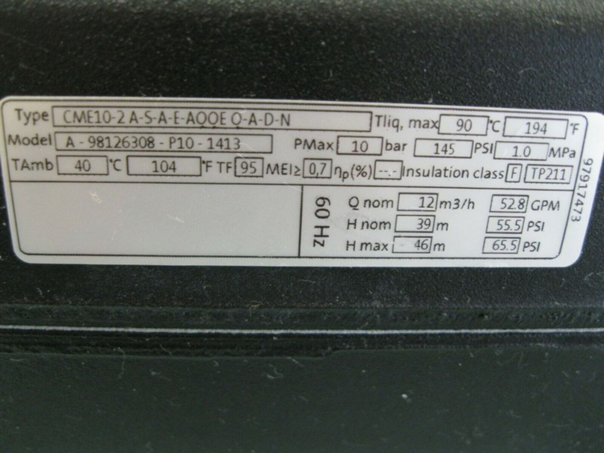 1-1/2" NPT Grundfos CME10-2 Cast Iron End Suction Pump 3 HP Motor (Handling Fee $50) (NOTE: - Image 7 of 9