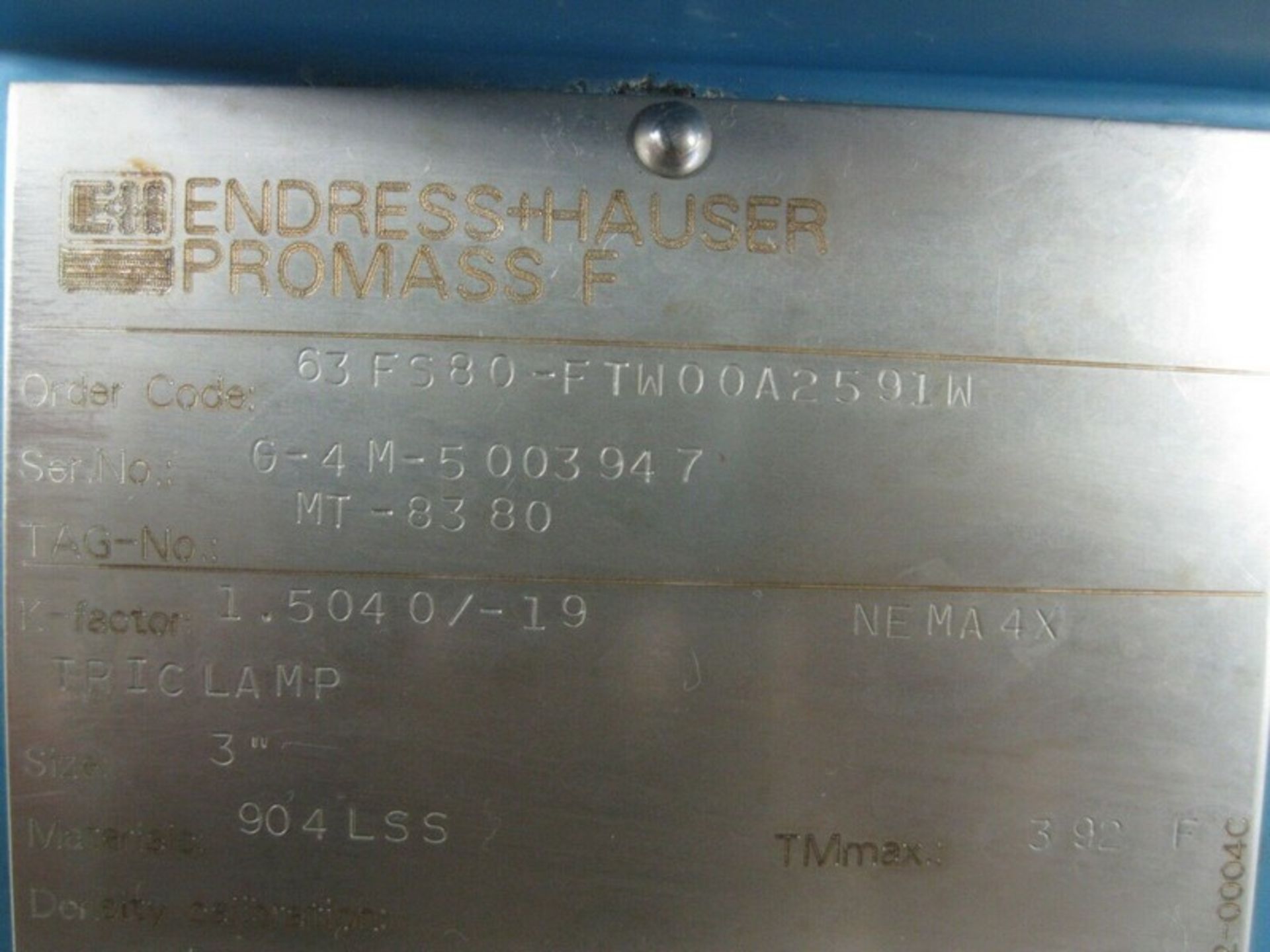 3" Endress Hauser 63FS80-FTW00A2591W Promass 63 F Flowmeter Profibus(Located Springfield, NH)( - Image 8 of 8