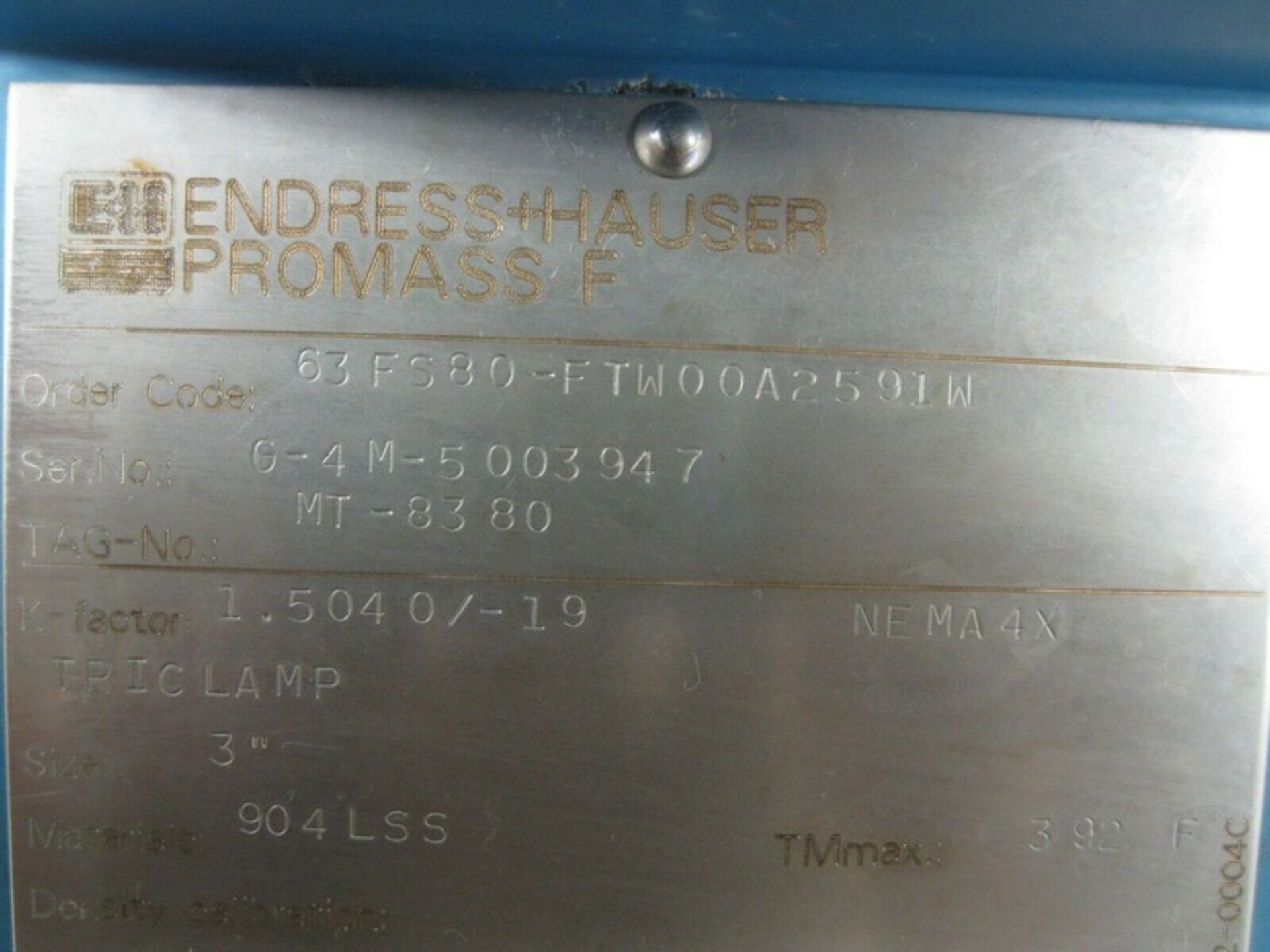 3" Endress Hauser 63FS80-FTW00A2591W Promass 63 F Flowmeter Profibus (Located Springfield, NH)( - Image 8 of 8