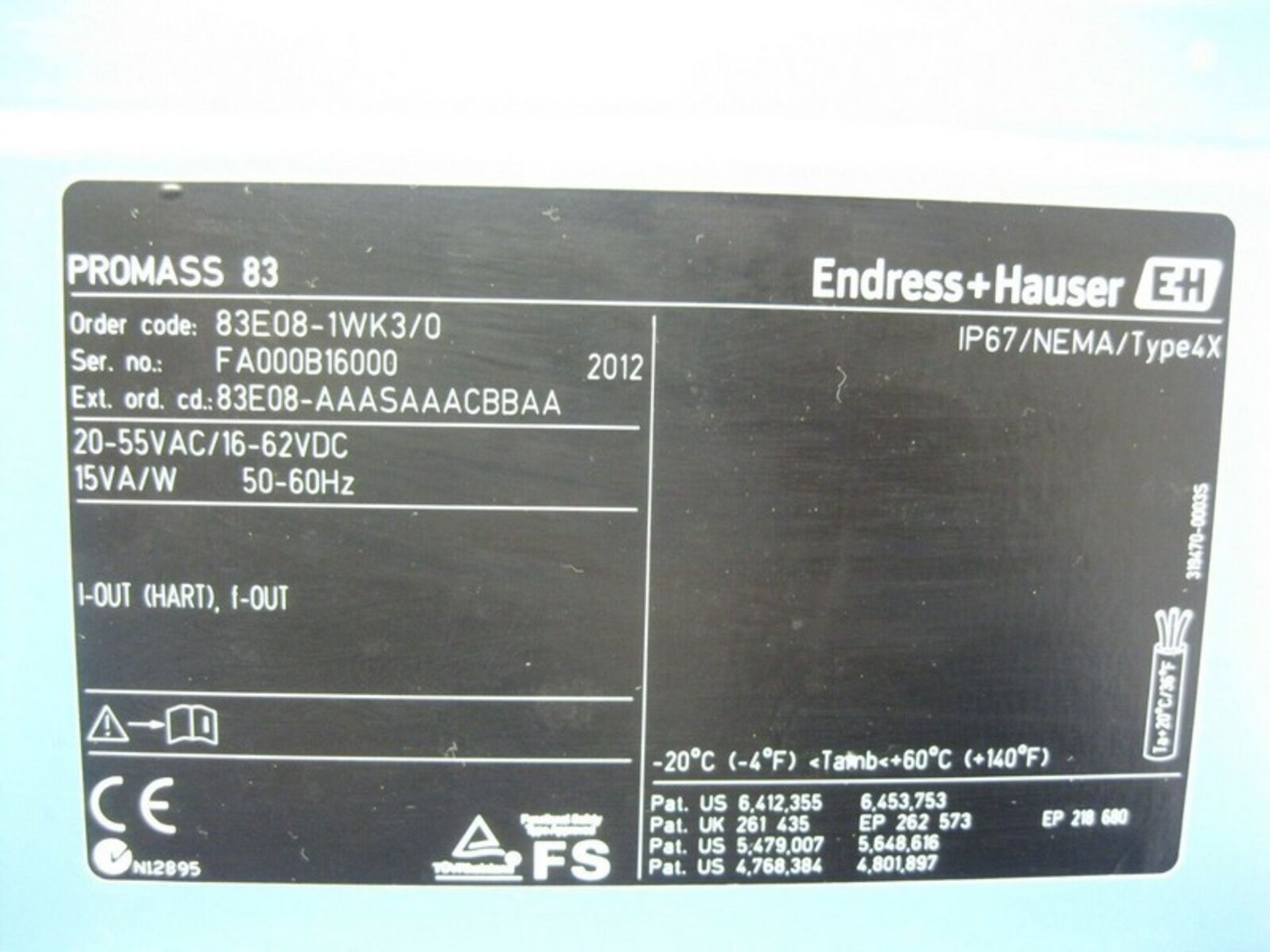 Endress Hauser 83E08-AAASAAACBBAA Transmitter (Located Springfield, NH)(Handling Fee $25) (NOTE: - Image 2 of 3