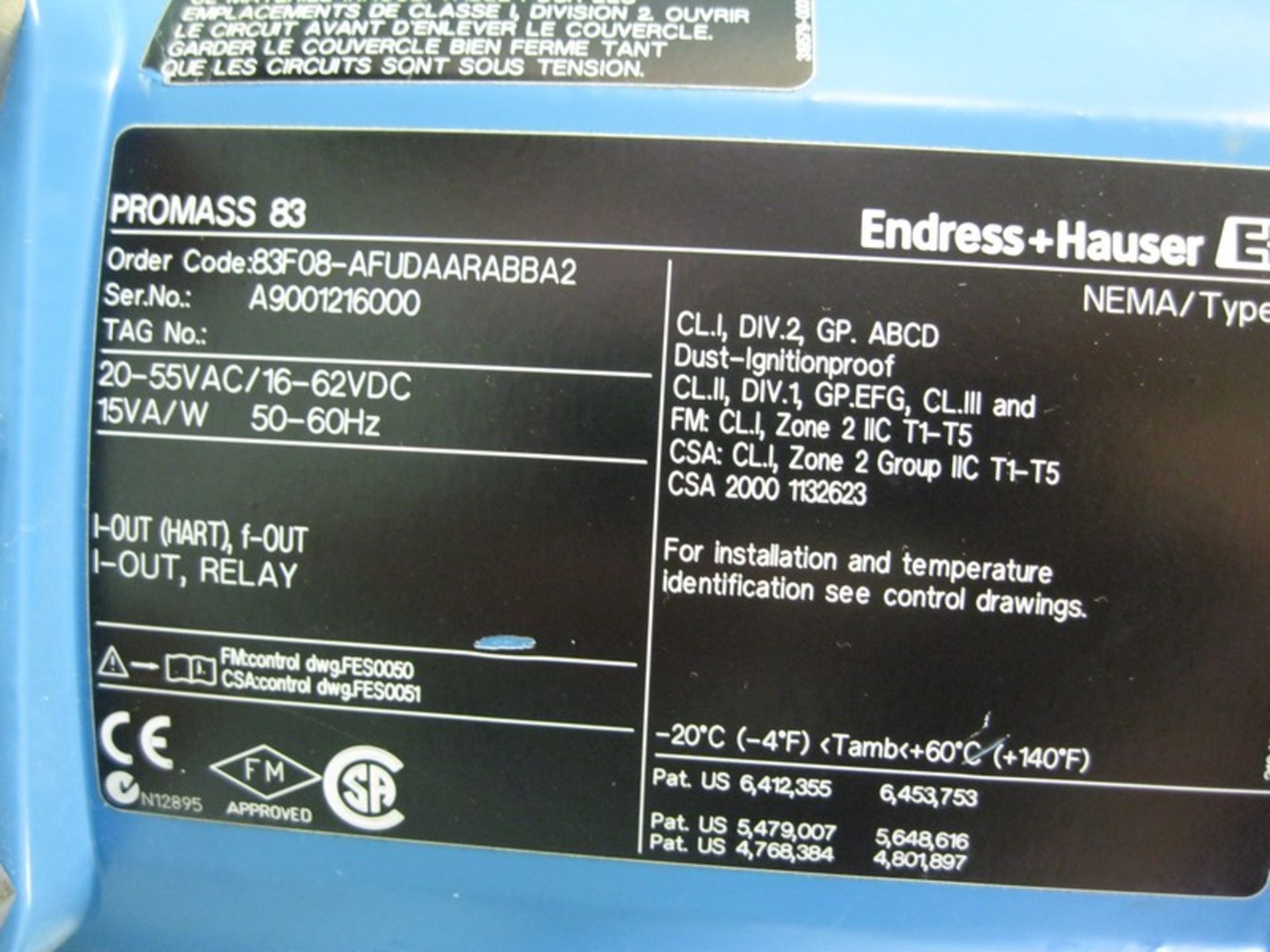 3/8" Endress Hauser 83F08-AFUDAARABBA2 Promass 83 F Flowmeter D15 (Located Springfield, NH)(Handling - Image 3 of 4