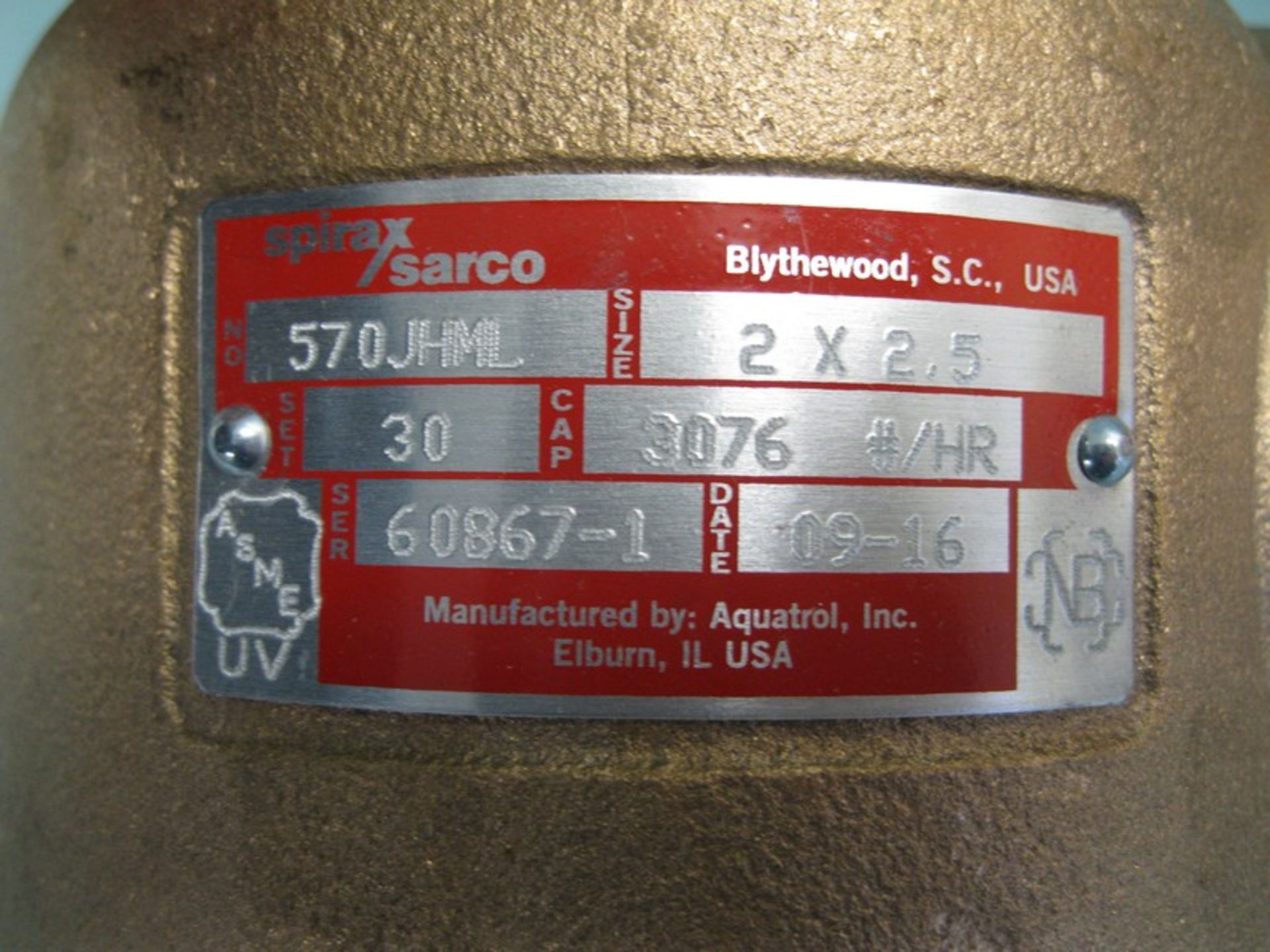 Lot (2) 2" x 2-1/2" Spirax Sarco 570JHML Bronze Pressure Relief Valve (Located Springfield, NH)( - Image 3 of 3