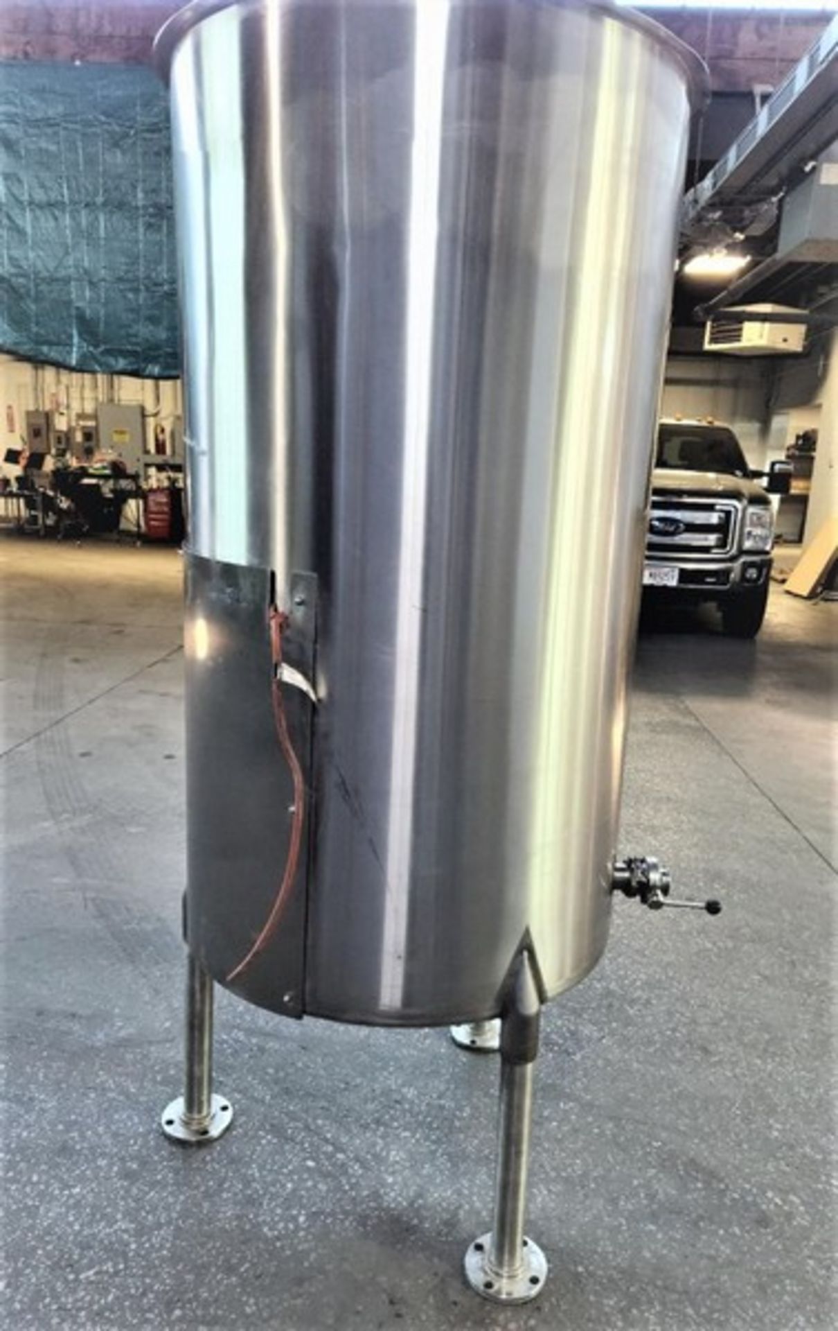 Aprox. 250 Gal. S/S Sanitary Vertical Cone-Bottom Tank, Unit last used in the food industry, Unit - Image 2 of 8