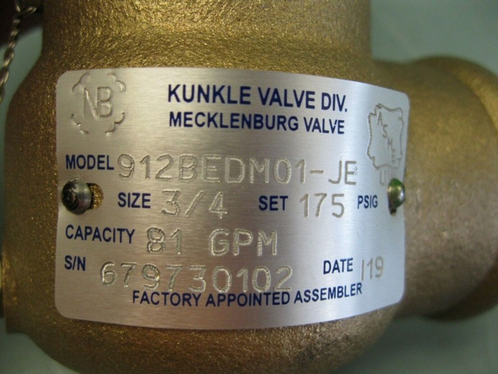 3/4" x 1-1/4" Kunkle 912BEDM01-JE Pressure Relief Valve Bronze NEW (Located Springfield, NH)( - Image 3 of 3