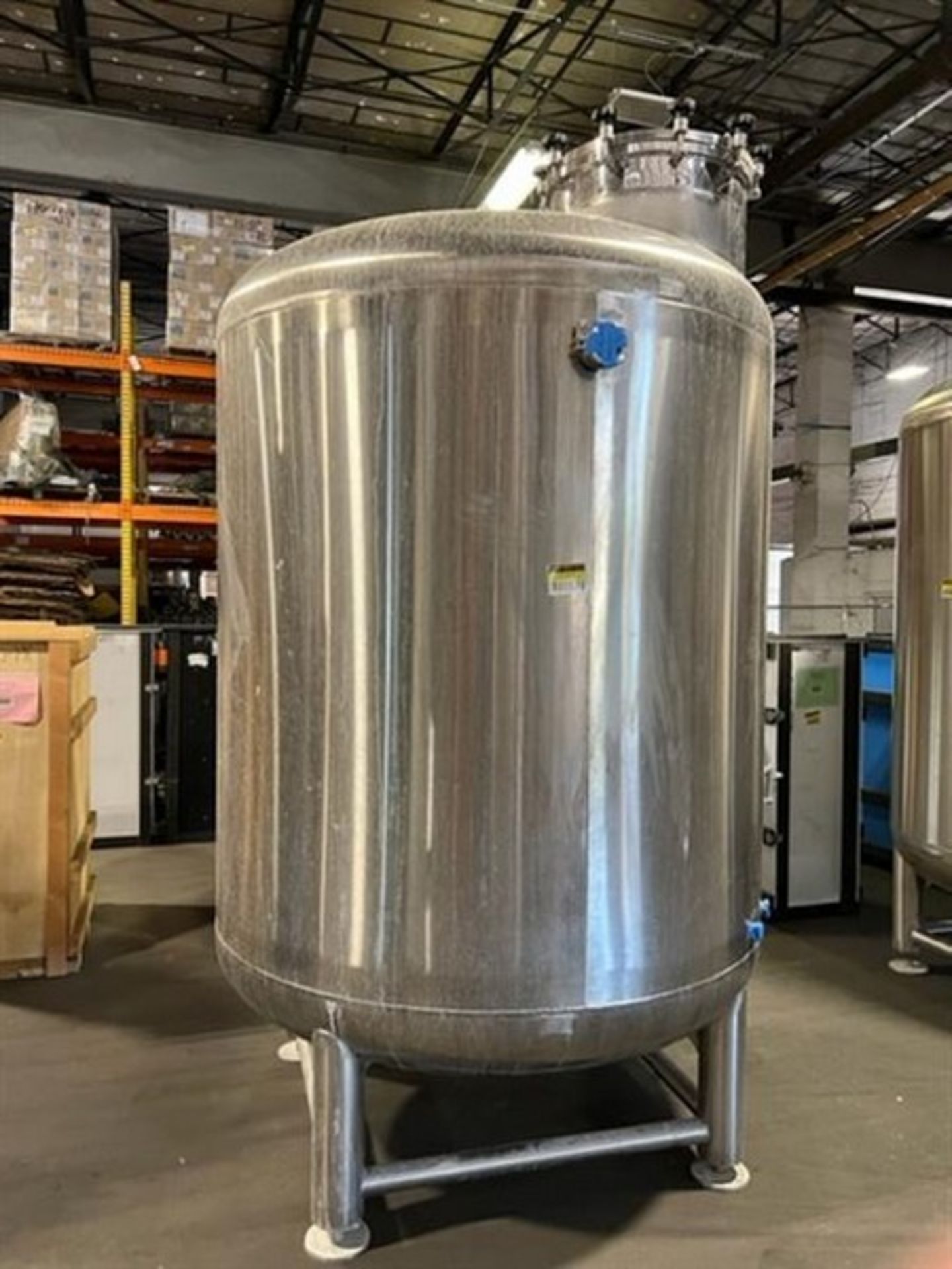 Fronhofer 40BBL (1240 gallon) S/S Brite Tank, S/N 040B-001 - 128" tall x 72-1/4" diameter, CIP - Image 2 of 8