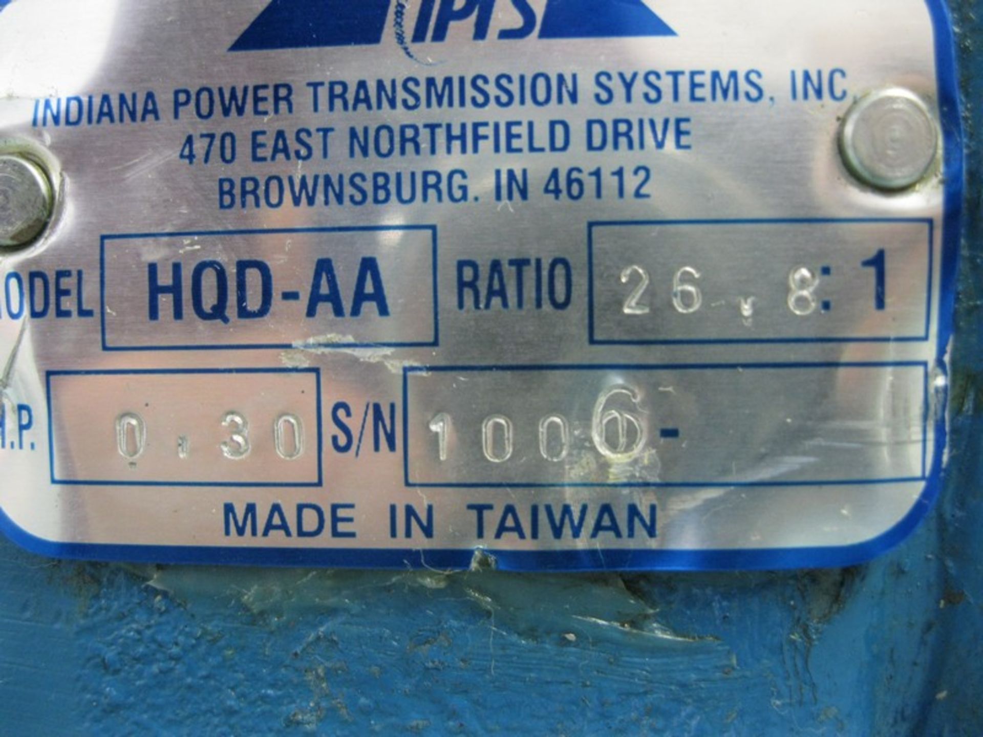 Lot (3) Indiana Power Transmission Systems HQD-AA Gear Speed Reducer (Located Springfield, NH)( - Image 5 of 6