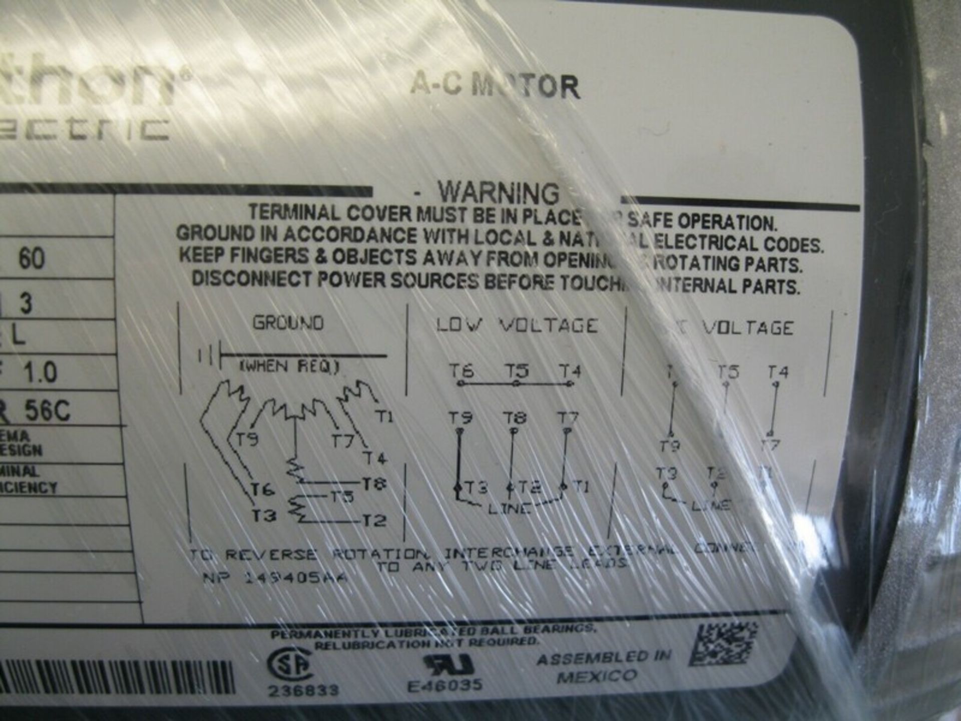 Marathon Electric K247 Model 5K49DN4132 A-C Motor 1/4 HP NEW (Located Springfield, NH)(Handling - Image 3 of 5