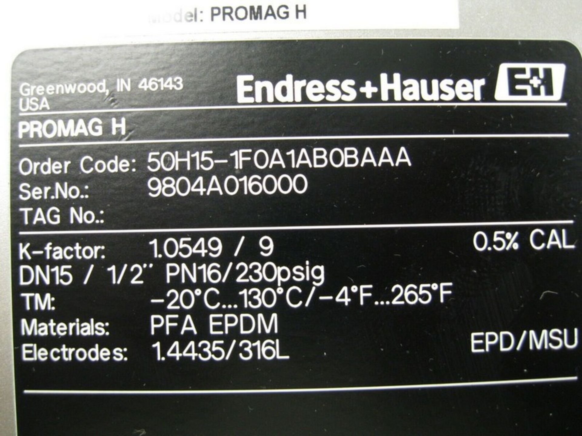 Endress Hauser 50H15-1F0A1AB0BAAA Promag 50 Flowmeter (Located Springfield, NH)(Handling Fee $25) ( - Bild 7 aus 7