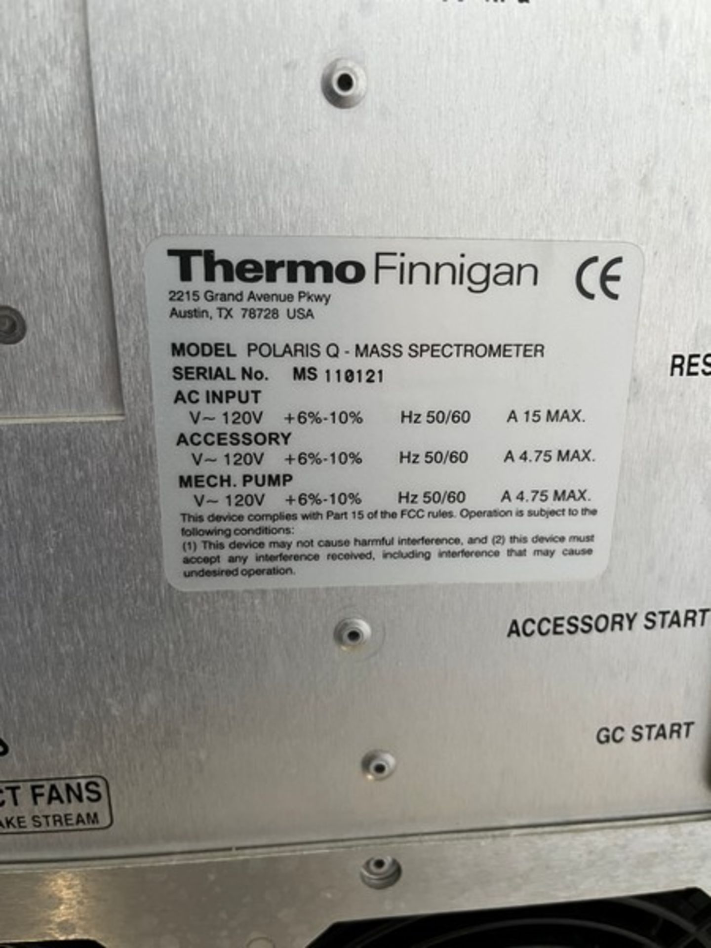 Polaris Q Thermo Trace Polaris Spectrometer Polaris Q Thermo Trace Polaris Spectrometer (INV# - Image 4 of 7