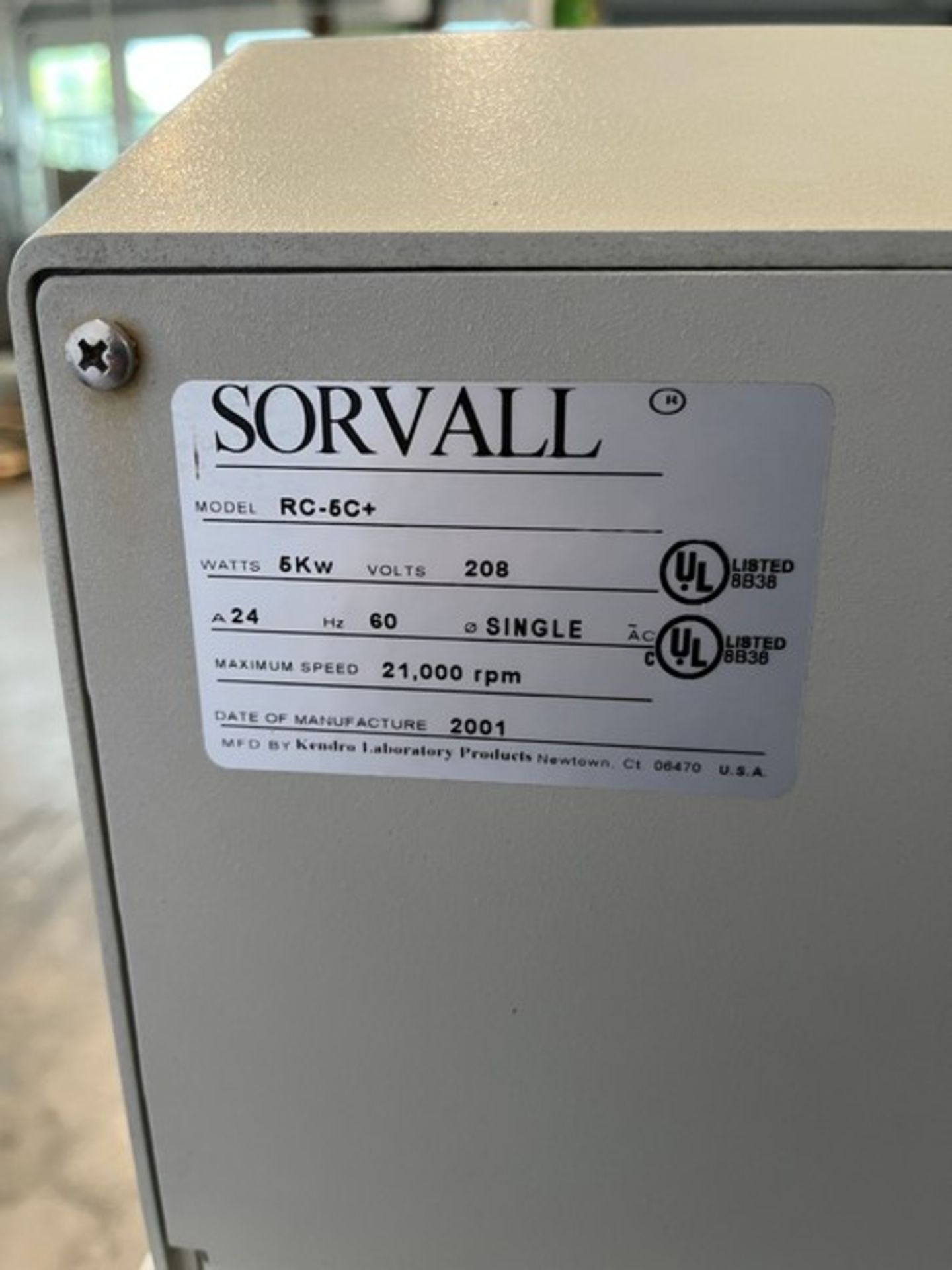 Sorvall RC5C Plus Centrifuge Sorvall RC5C Plus Centrifuge Model RC-5C+ WATTS 5Kw Volts:208 A24 Hz 60 - Image 3 of 7