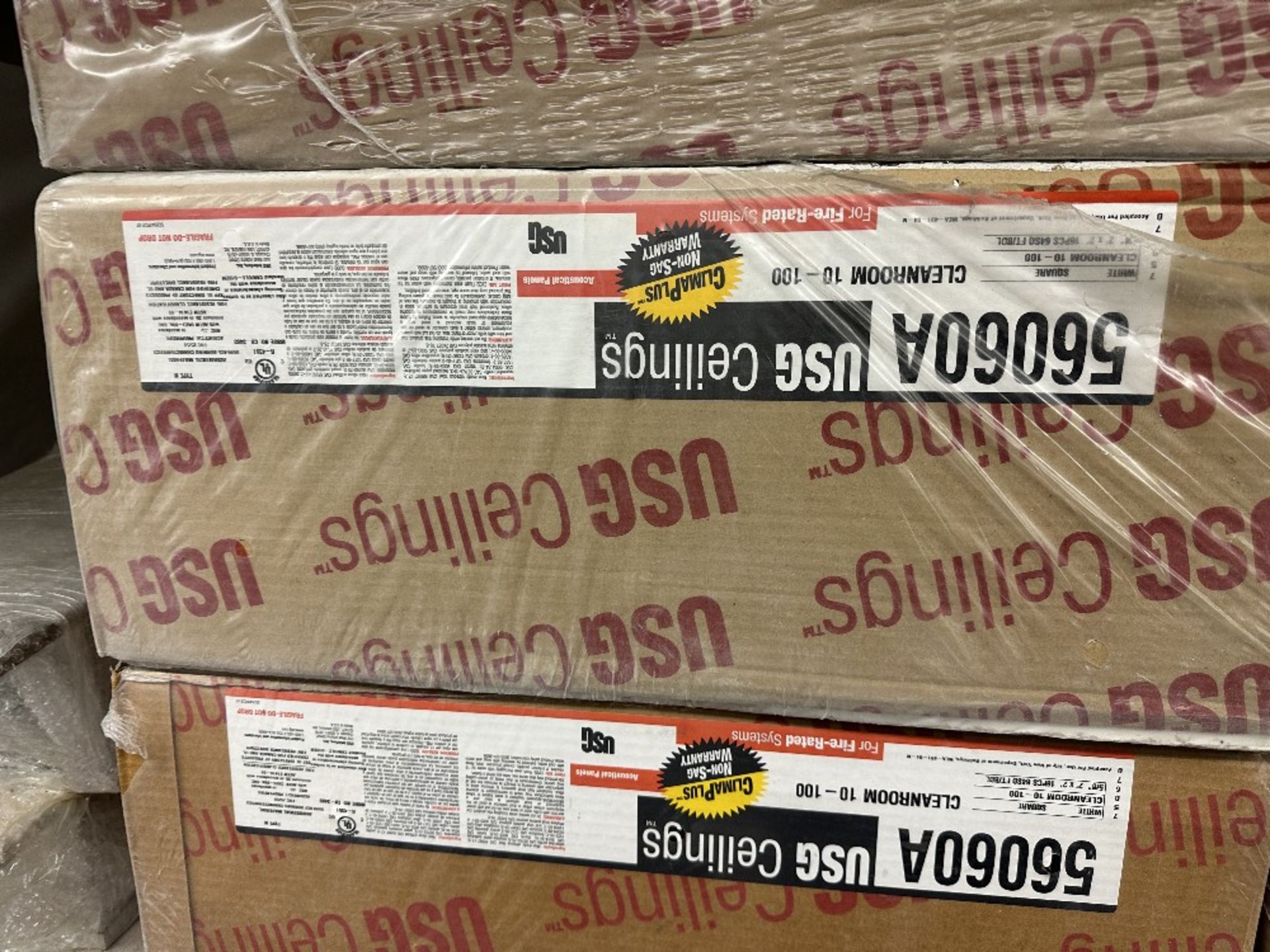 Cases: USG Ceilings 56060A CleanRoom 2x2 Tiles (LOCATED IN MIDDLETOWN, N.Y.)-FOR PACKAGING &