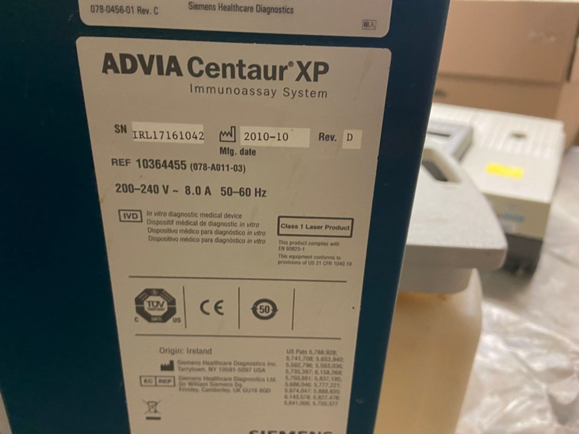 Advia Centaur XP Immunoassay System, S/N IRL17161042, 200-240 Volts (LOCATED IN MIDDLETOWN, N.Y)-FOR - Image 5 of 6