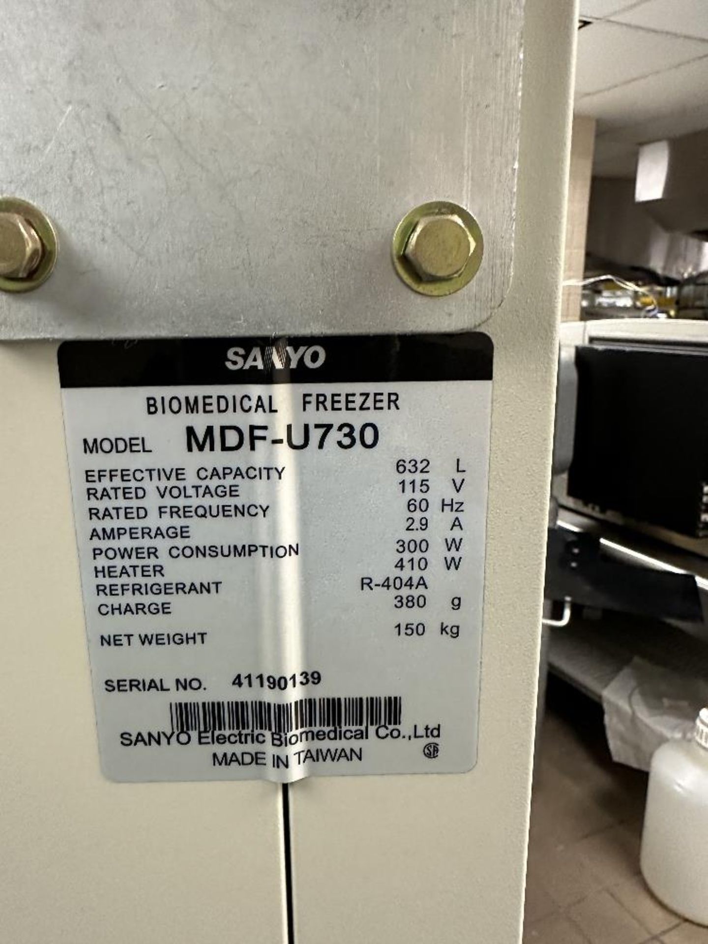 Sanyo MDF-U730 Biomedical Freezer (LOCATED IN MIDDLETOWN, N.Y.)-FOR PACKAGING & SHIPPING QUOTE, - Image 2 of 5