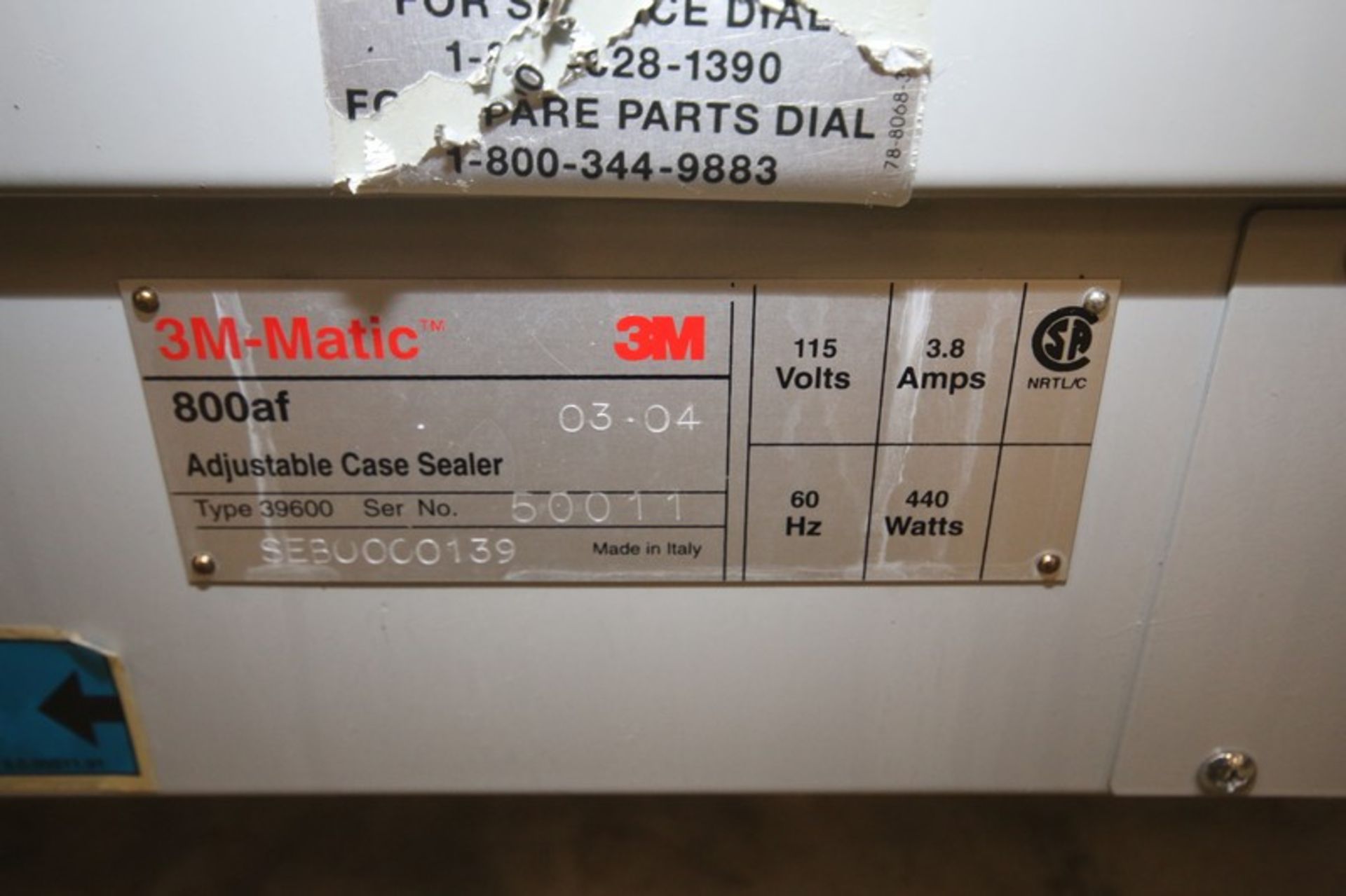 3M Matic Adjustable Case Sealer, Model 800af, Type 39600, SN 50011, 115V, Includes Top Cartridge ( - Image 5 of 5