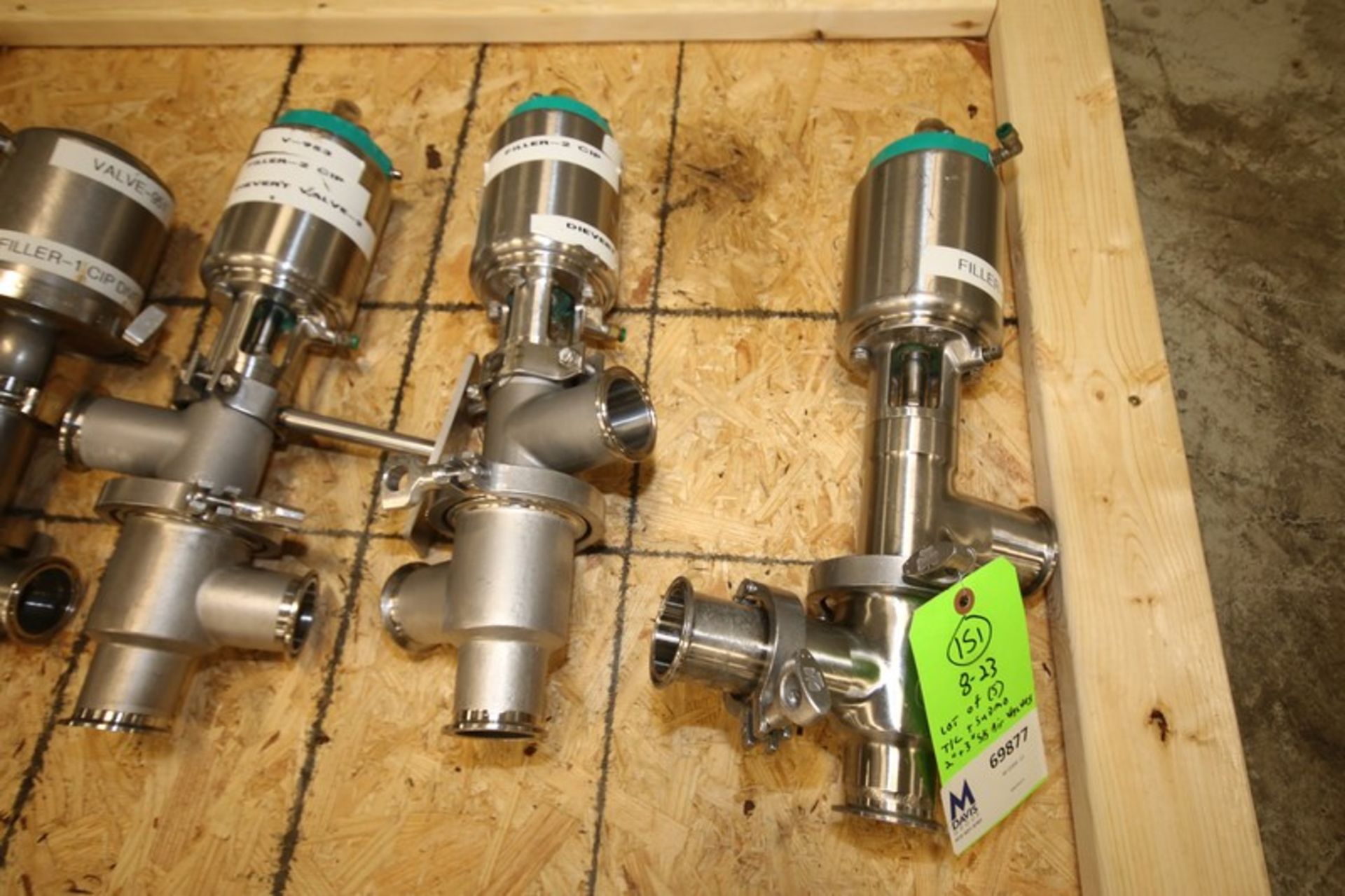 Lot of (5) Tri Clover Model 761, Sudmo & Other 2" and 3" - 3 Way Clamp Type S/S Air Valves (INV# - Image 2 of 4
