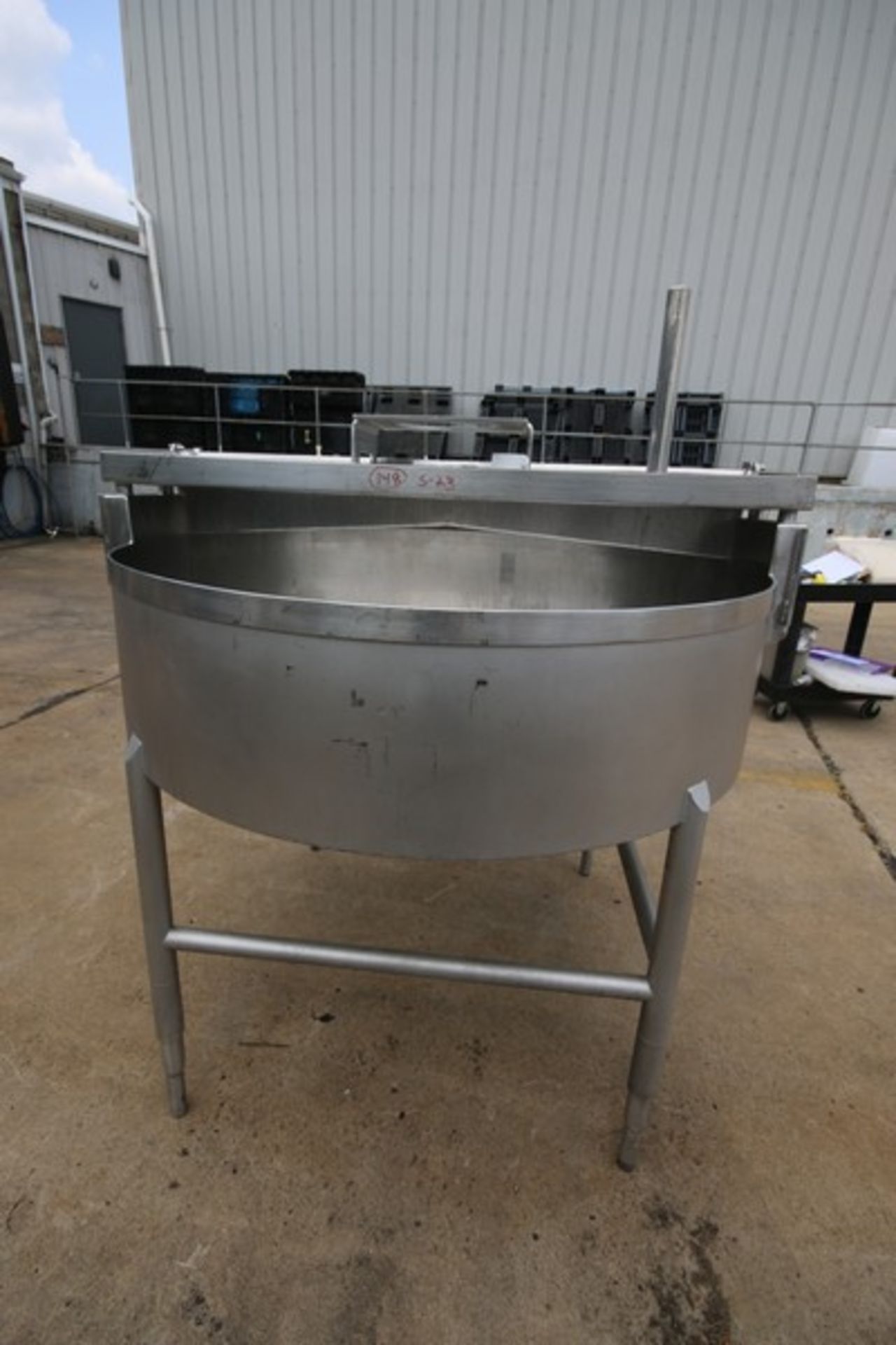 2012 Koss Aprox. 200 Gallon Hinged Lid, Cone Bottom S/S Tank, with Agitator Bridge, 4" & 2" CT - Image 4 of 7