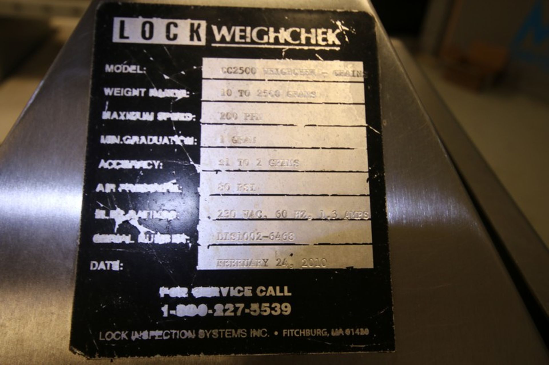 2010 Lock Weighchek S/S Metal Detector / Check-Weigher, Model CC2500 WEIGHCHECK-CHAIN, SN LIS1002- - Image 9 of 9