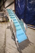 Aprox. 141" L x 13" to 86" H Portable S/S Belt Conveyor with 22" W Belt with 12" x 2" Flights, 1 3/4