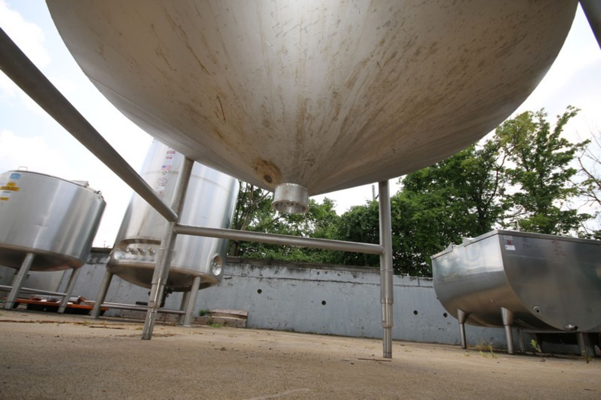 2012 Koss Aprox. 200 Gallon Hinged Lid, Cone Bottom S/S Tank, with Agitator Bridge, 4" & 2" CT - Image 6 of 7
