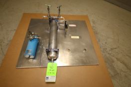 Oil Filter System with Sharpe 606A Filter, S/S 21" L x 4" W Vessel, Mounted on 34" W x 29" H S/S