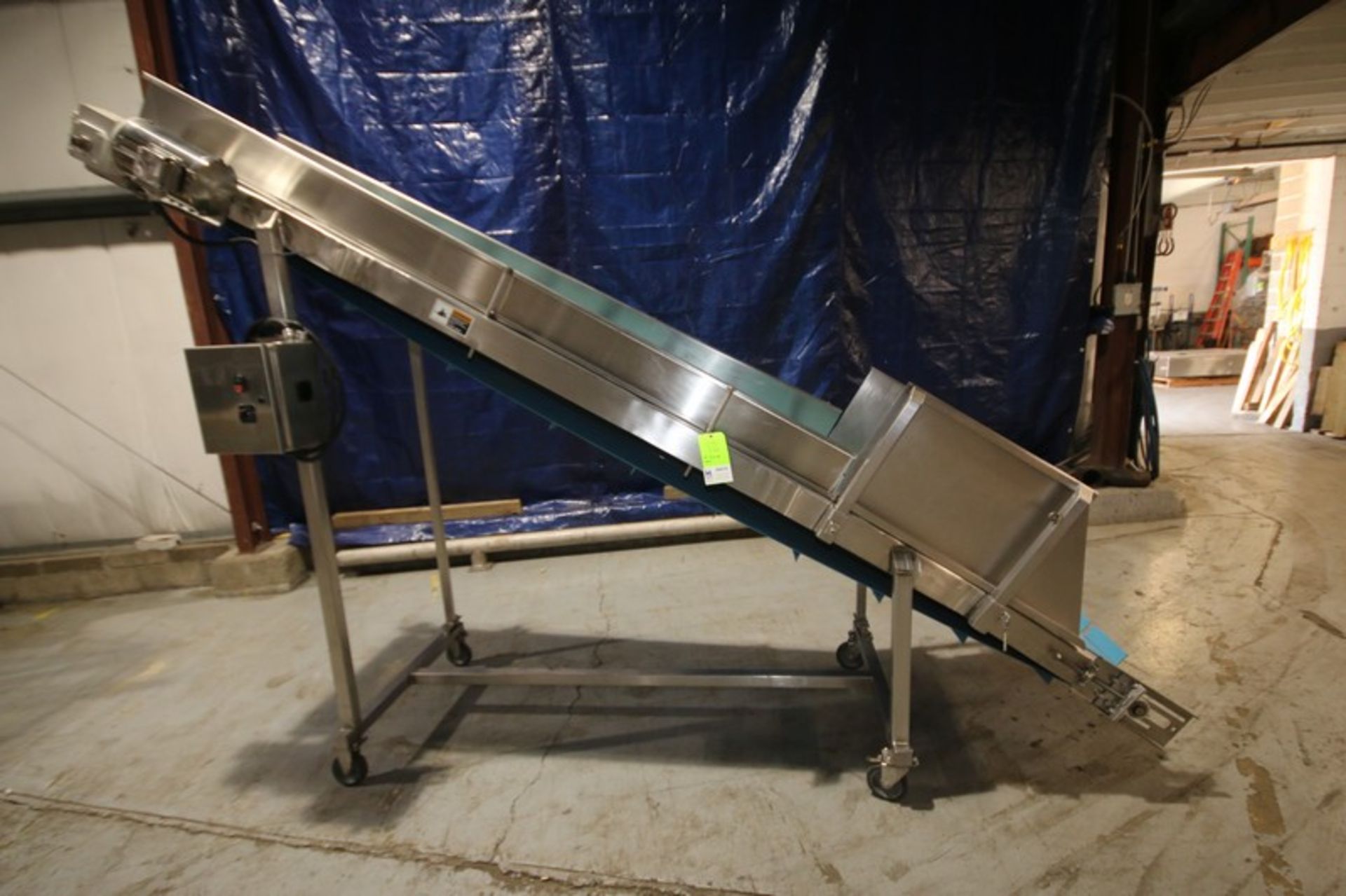 Aprox. 141" L x 13" to 86" H Portable S/S Belt Conveyor with 22" W Belt with 12" x 2" Flights, 1 3/4 - Image 2 of 7