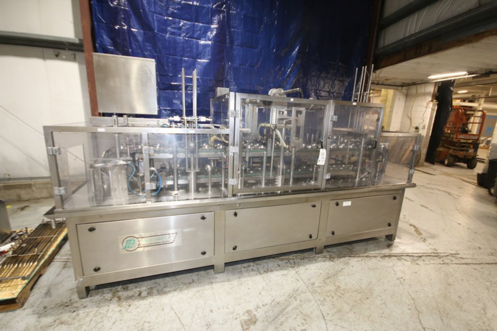 Pak Line 2-Lane S/S Cup Filler, Model PXM, SN PL710021 with S/S Plates with Aprox. 4-1/2" Dia.