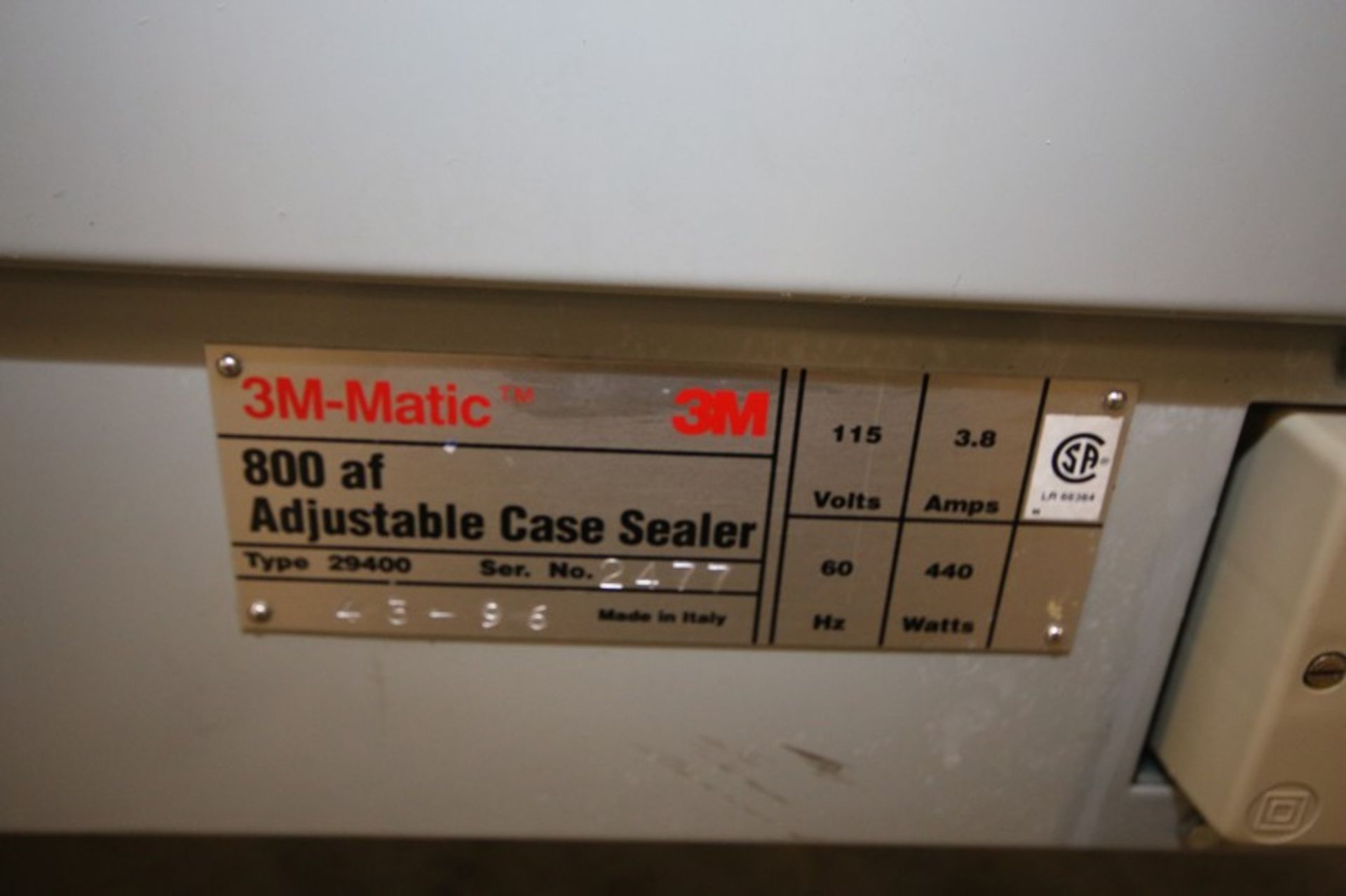 3M Matic Adjustable Case Sealer, Model 800af, Type 29400, SN 2477, 115V, Includes Top Cartridge ( - Image 5 of 5