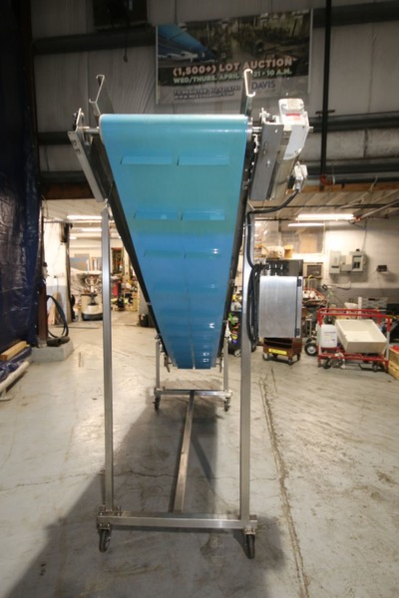 Aprox. 141" L x 13" to 86" H Portable S/S Belt Conveyor with 22" W Belt with 12" x 2" Flights, 1 3/4 - Image 3 of 7