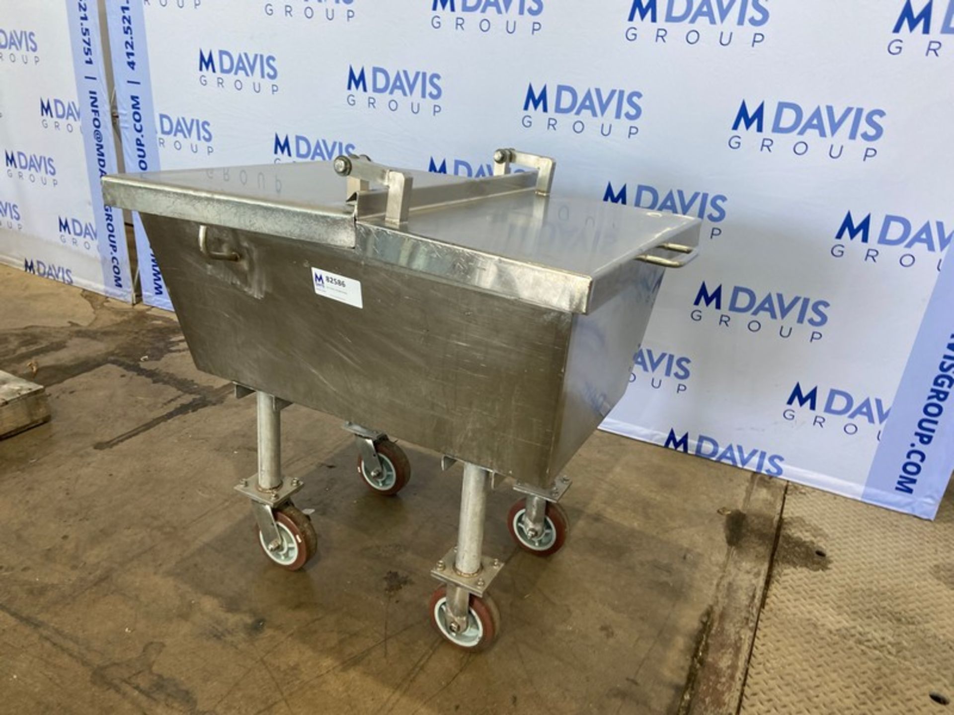 S/S Trough,with Dual S/S Hinge Lids, Mounted on S/S Portable Legs (INV#82586)(Located @ the MDG - Image 2 of 6