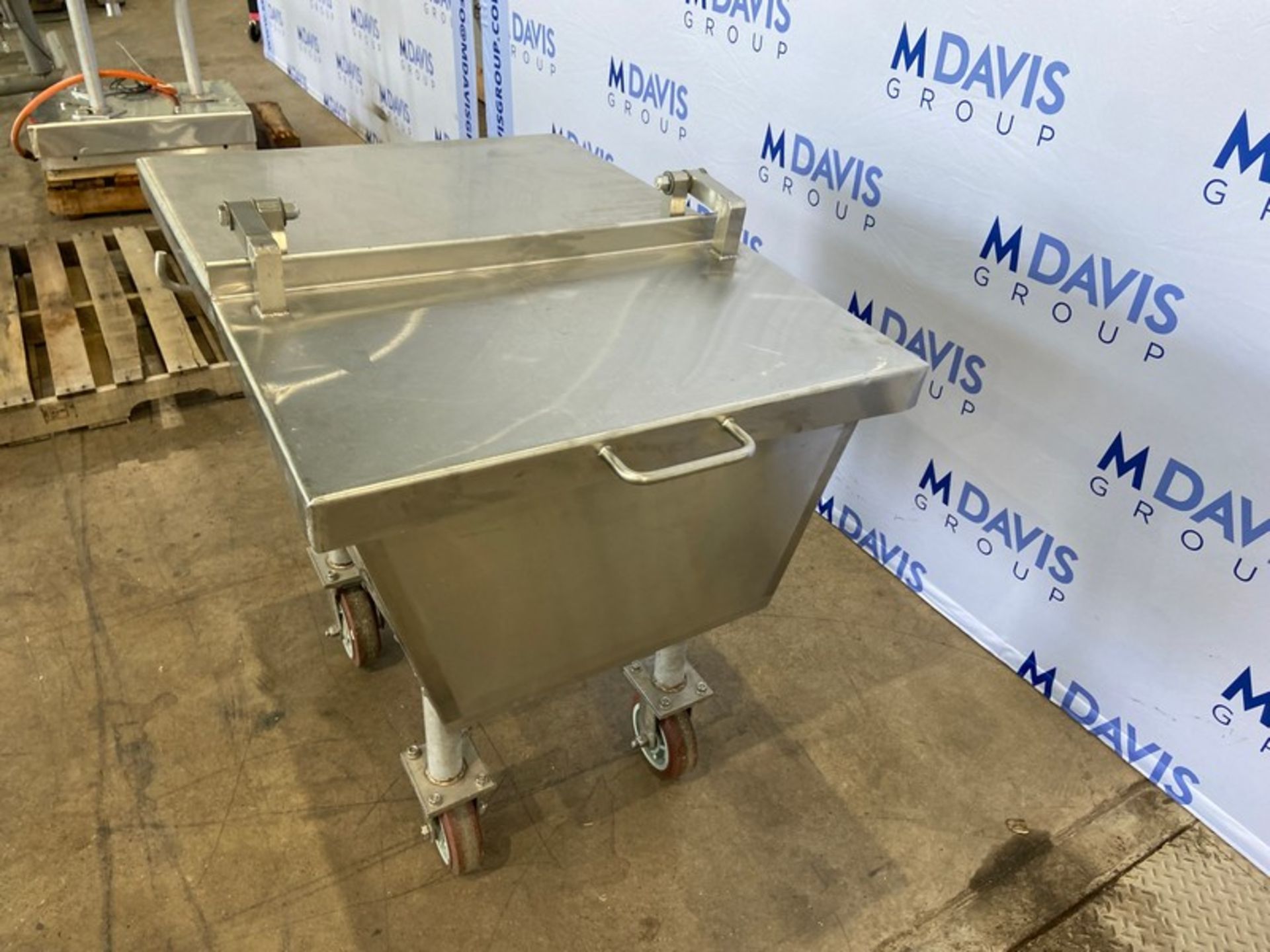 S/S Trough,with Dual S/S Hinge Lids, Mounted on S/S Portable Legs (INV#82586)(Located @ the MDG - Image 4 of 6