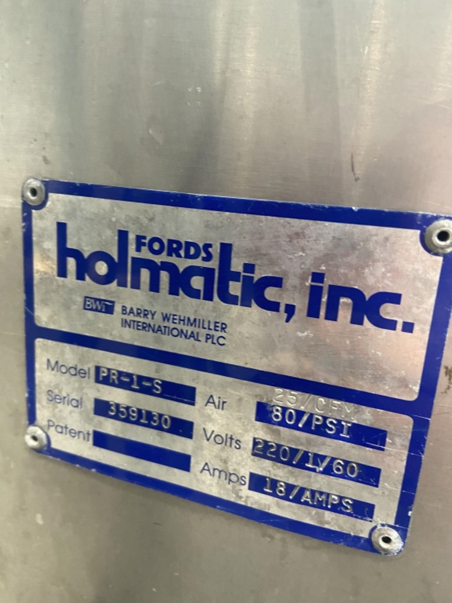 HOLMATIC BULK FILLER, MODEL PR-1-S, S/N 359130, FILLS 5LB AND 40 OZ, TWO SIZE CUPS 513 AND 502 MM, - Image 17 of 20