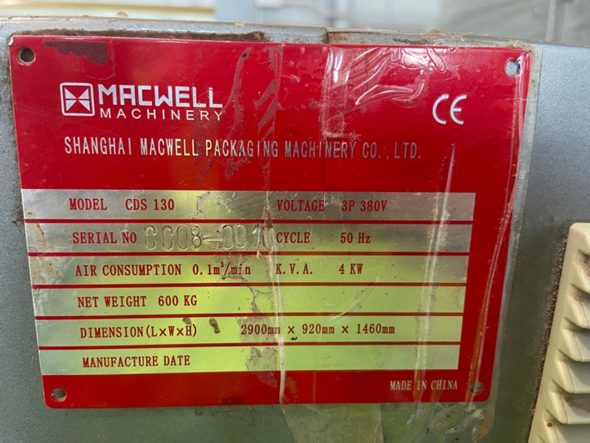 Shanghai Macwell Packaging Machinery Co. CSD 130 Horizontal FFS Machine, S/N CC08-002, 380 Volts, - Image 10 of 12