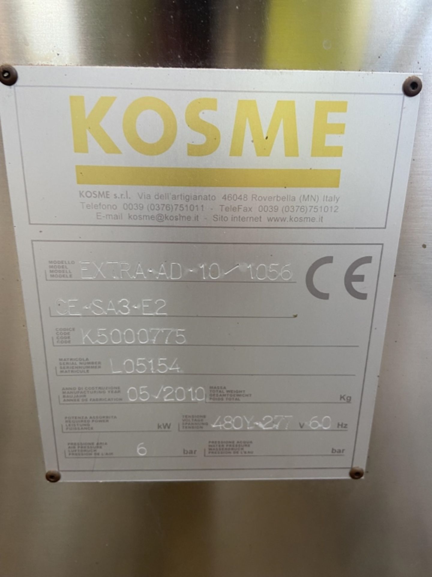 2010 KOSME 10-Head Labeler, M/N EXTRA-AD/10/1056, S/N L05154, 480 Volts, 3 Phase, with S/S Control - Image 35 of 53
